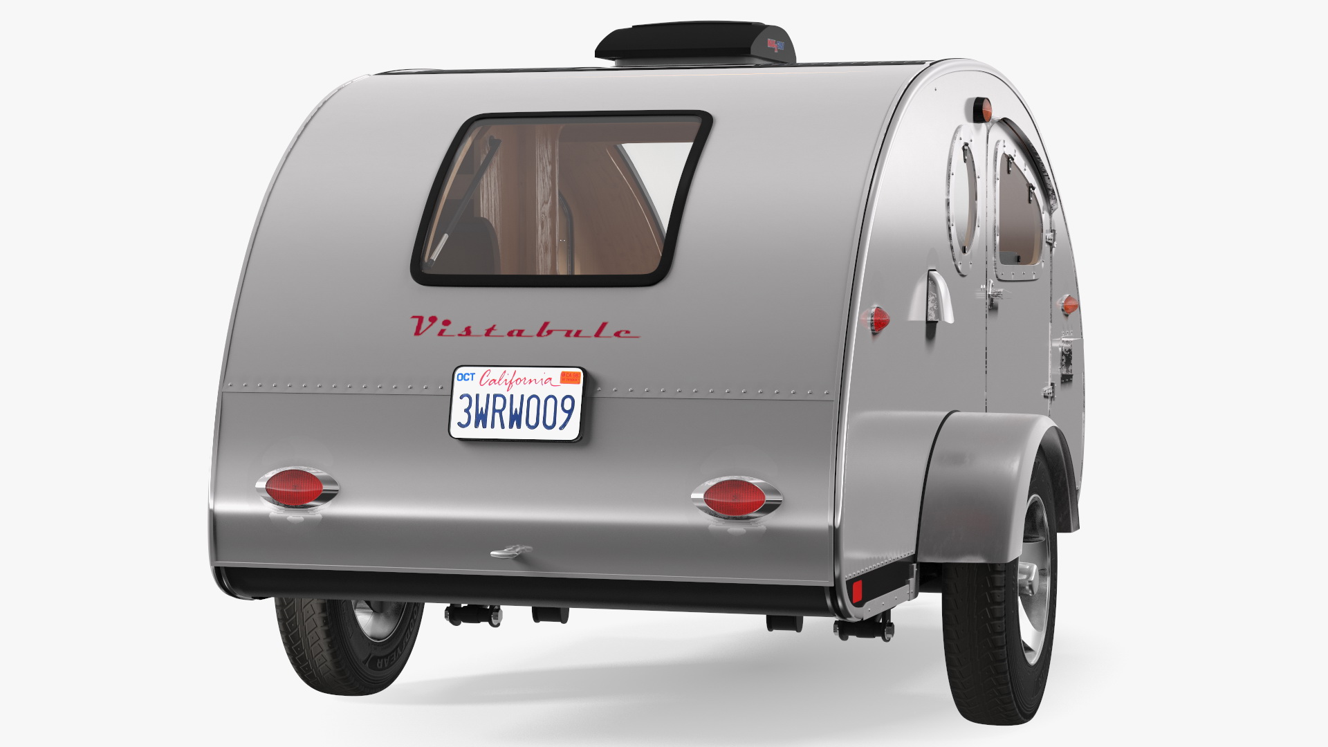 3D model Metallic Vistabule Teardrop Camping Trailer Rigged