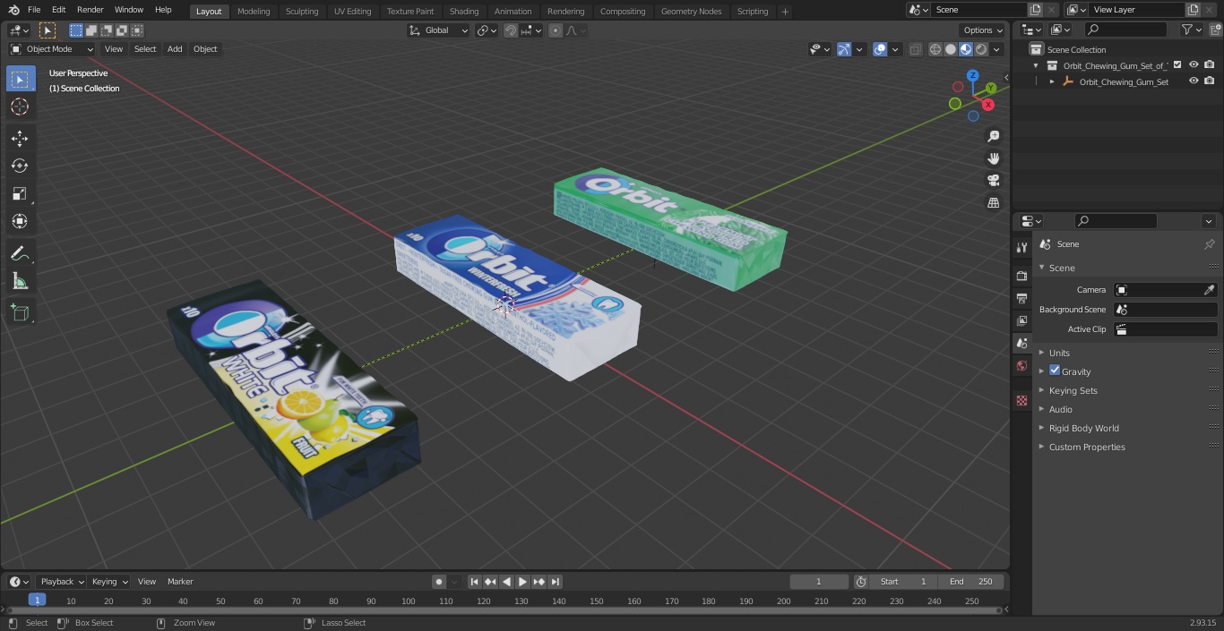 Orbit Chewing Gum Set of Three Flavours 3D model