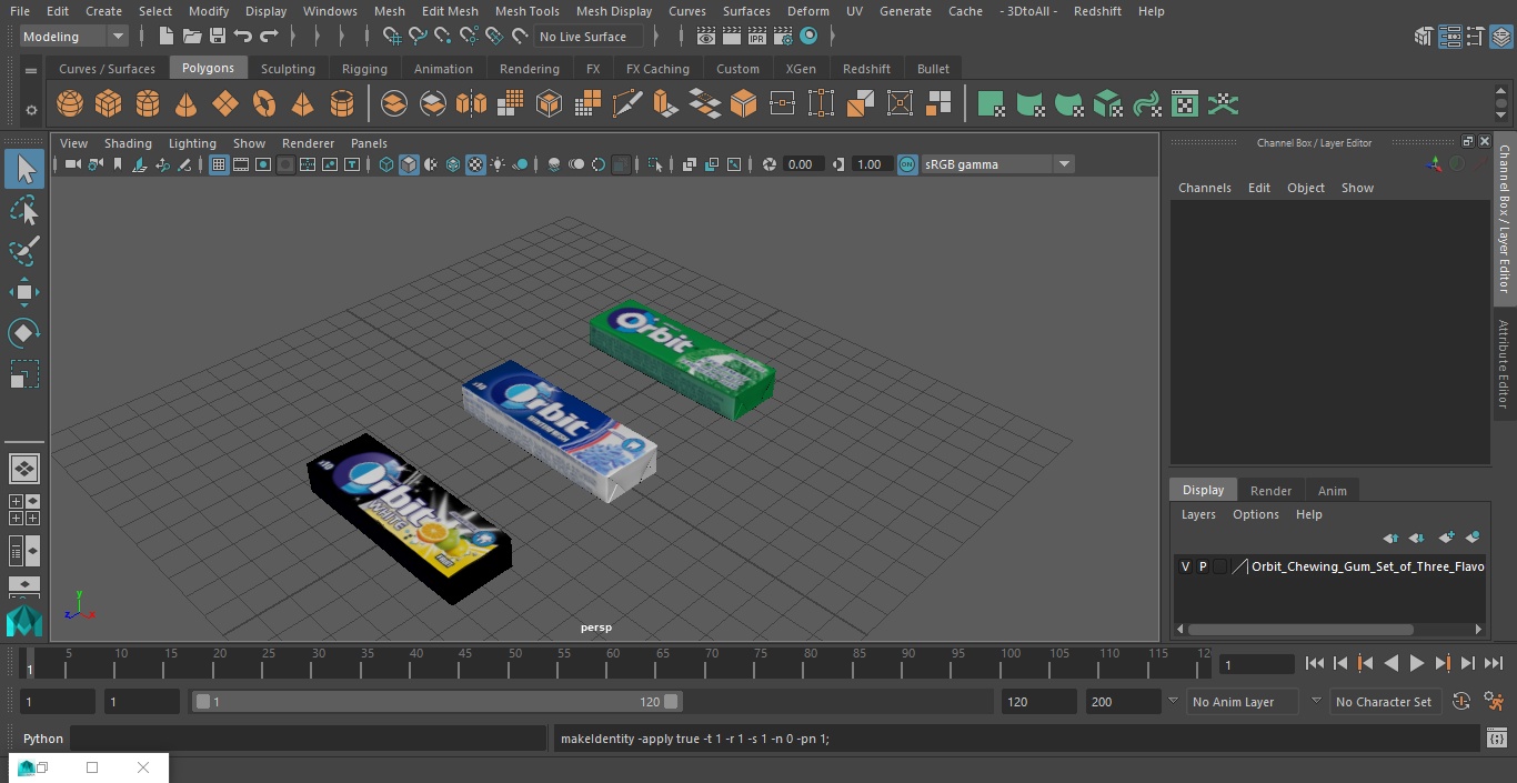 Orbit Chewing Gum Set of Three Flavours 3D model