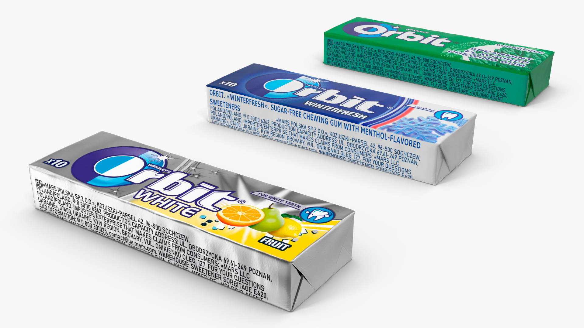 Orbit Chewing Gum Set of Three Flavours 3D model