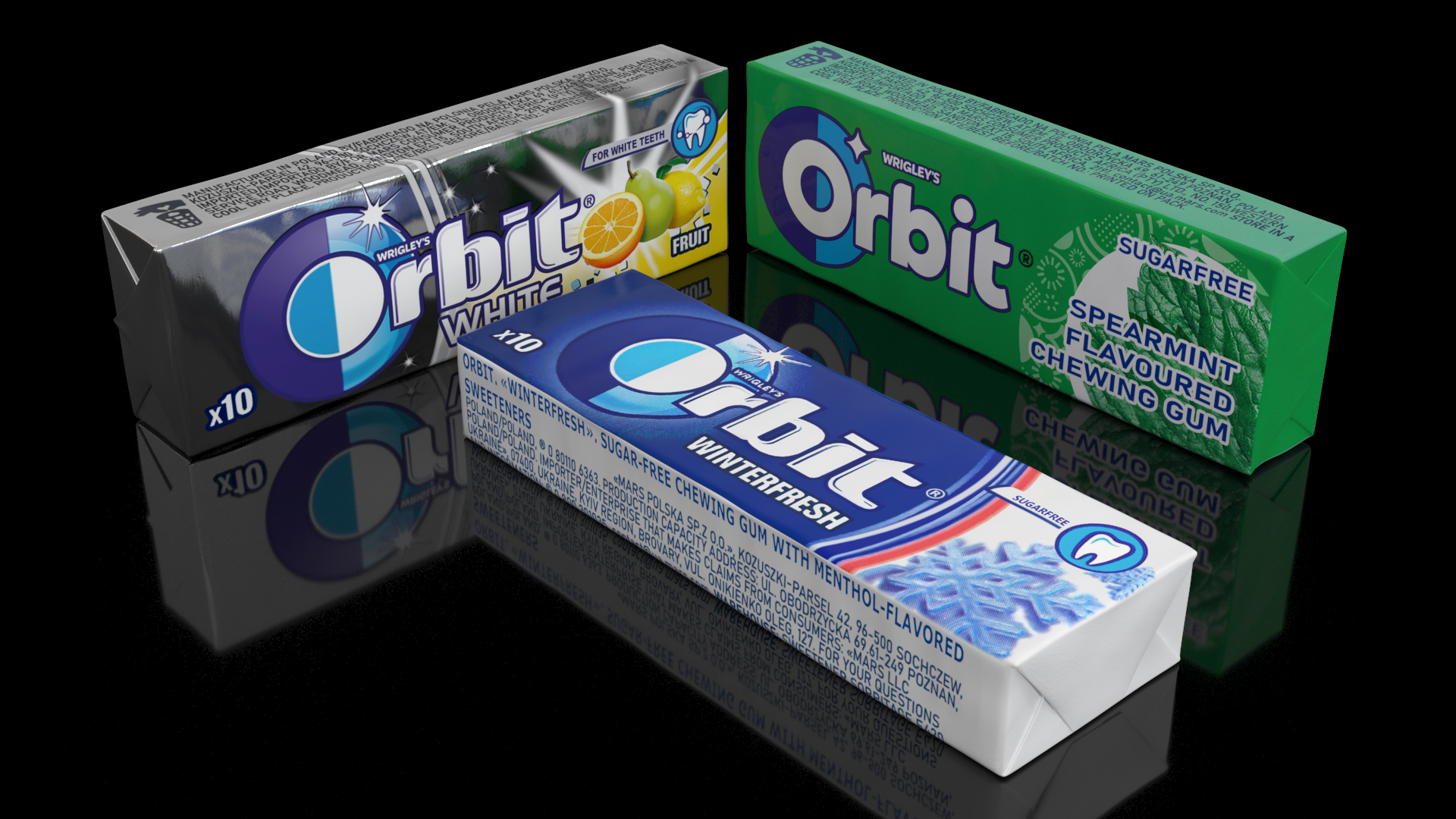 Orbit Chewing Gum Set of Three Flavours 3D model