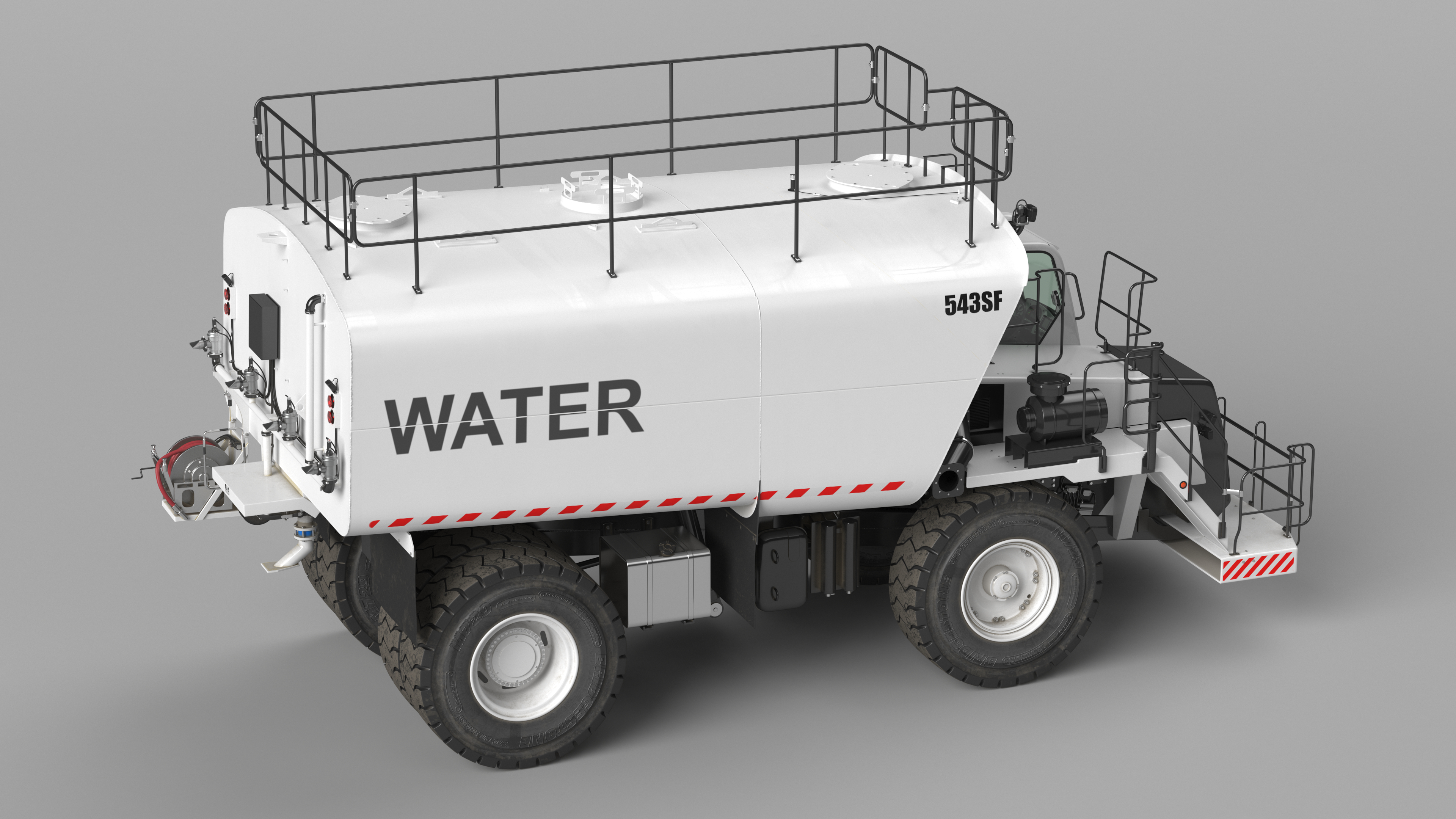 3D Construction Water Truck White Rigged for Cinema 4D