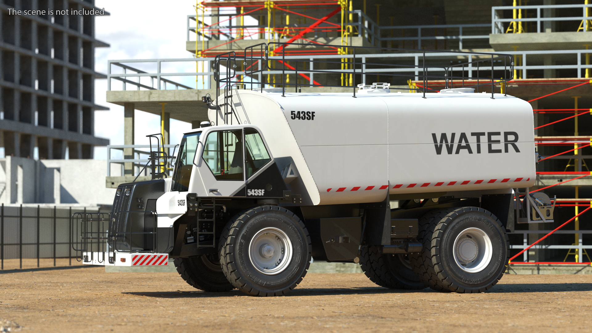 3D Construction Water Truck White Rigged for Cinema 4D