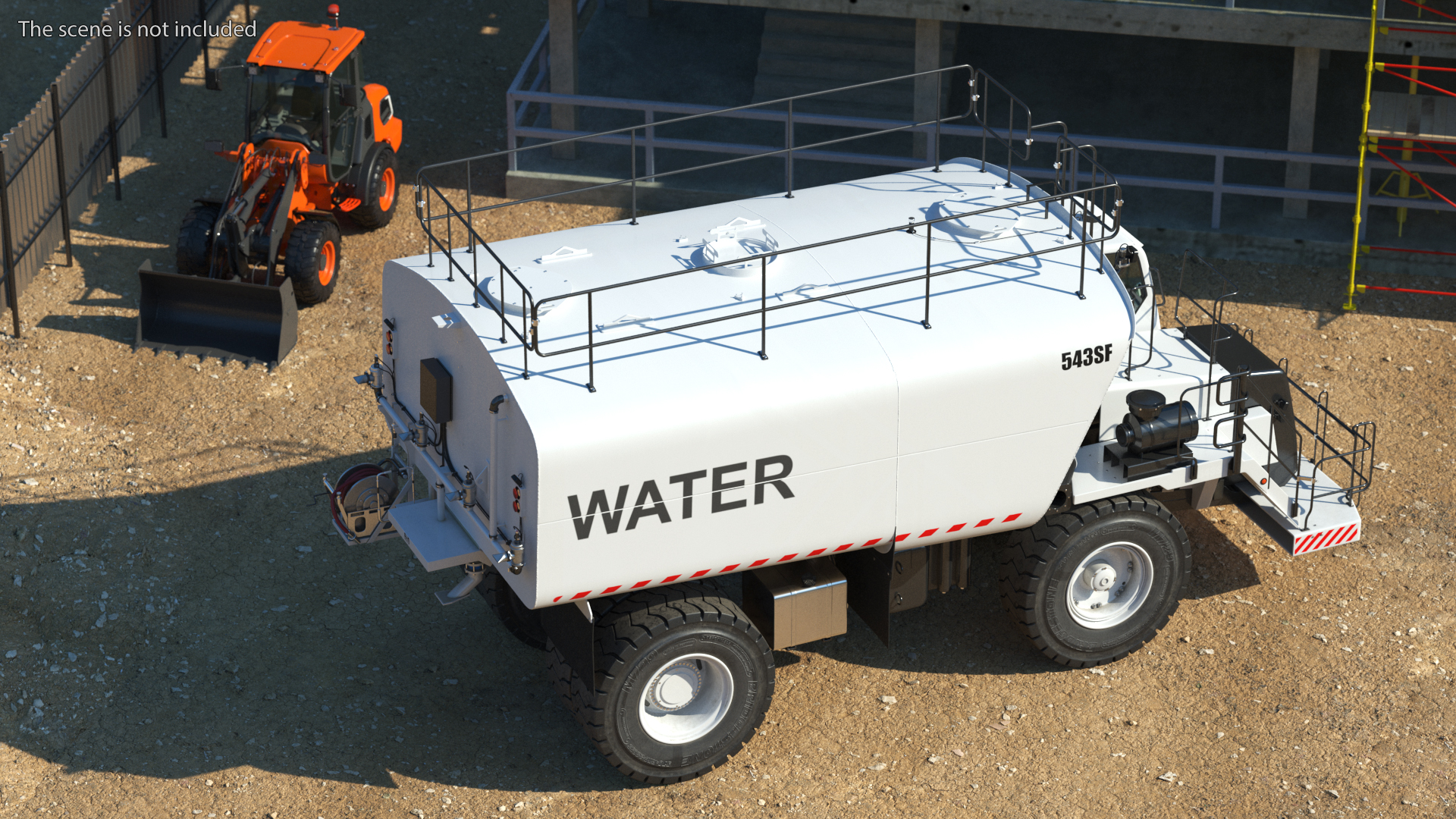 3D Construction Water Truck White Rigged for Cinema 4D