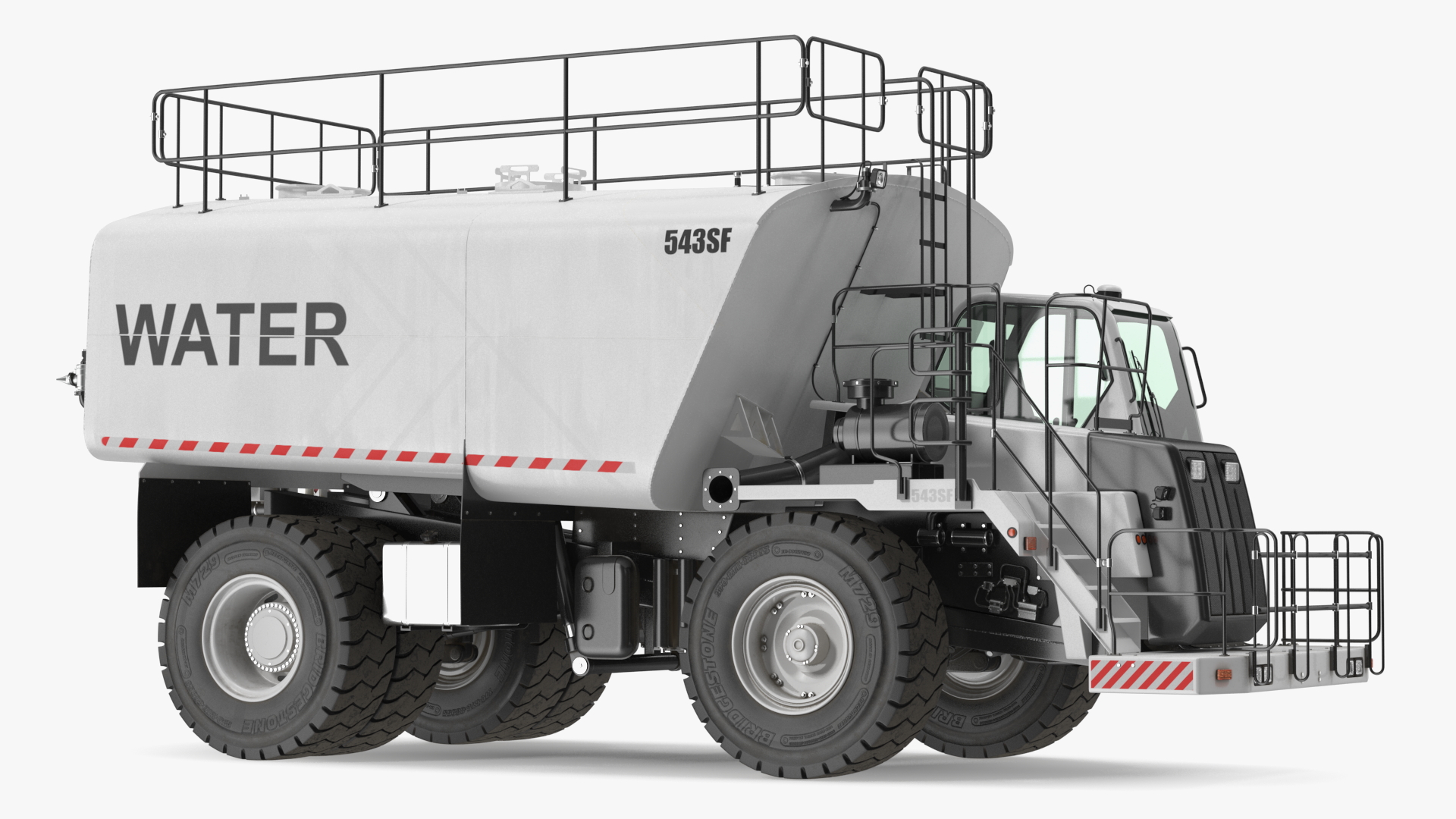 3D Construction Water Truck White Rigged for Cinema 4D
