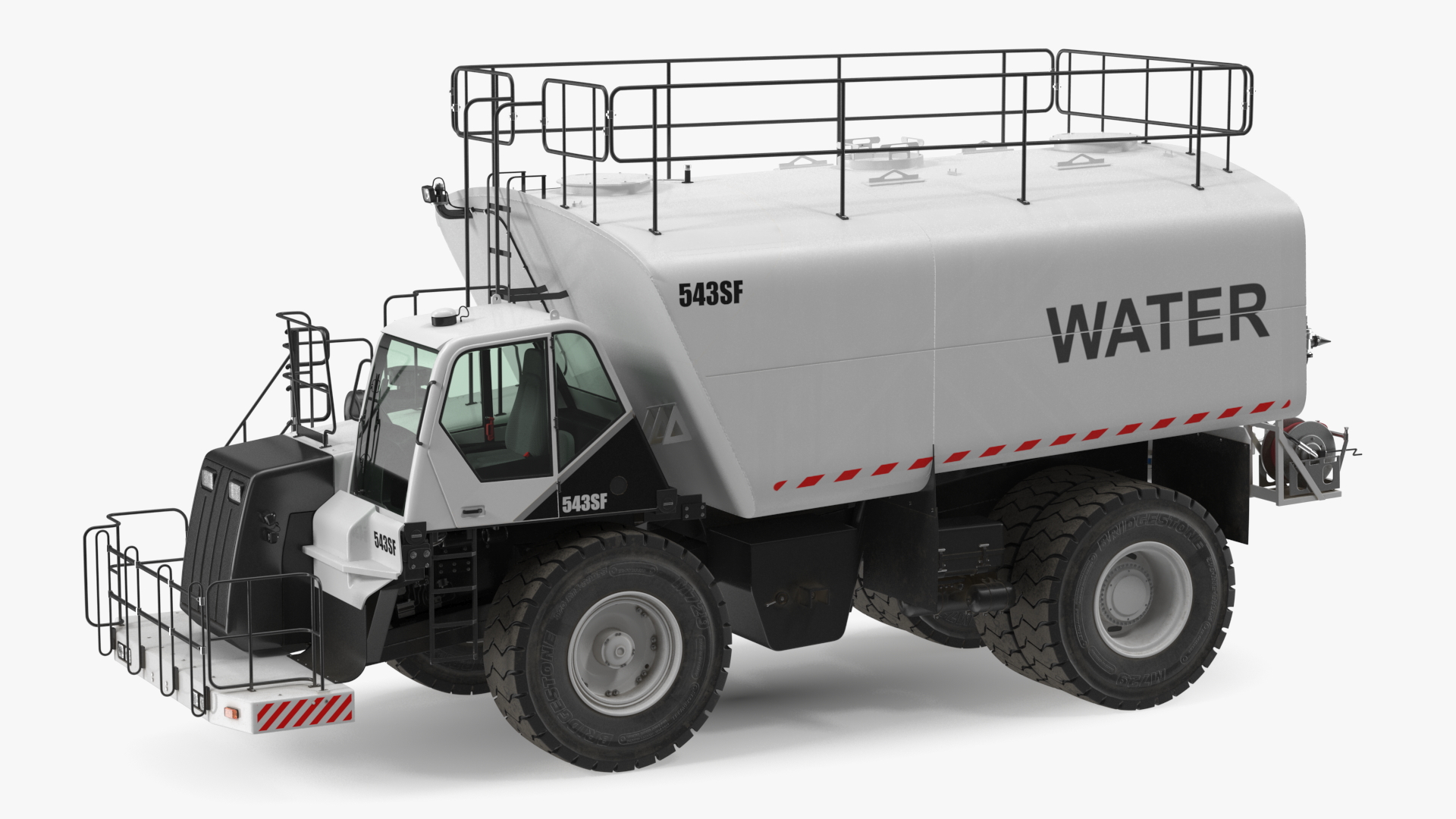 3D Construction Water Truck White Rigged for Cinema 4D