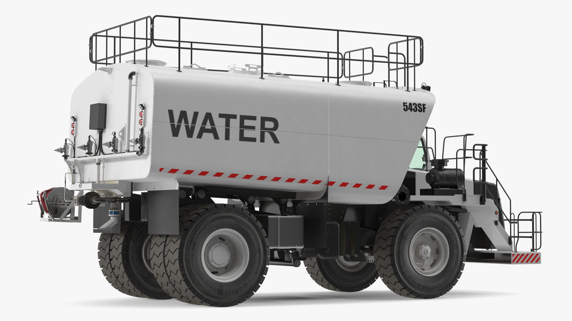 3D Construction Water Truck White Rigged for Cinema 4D