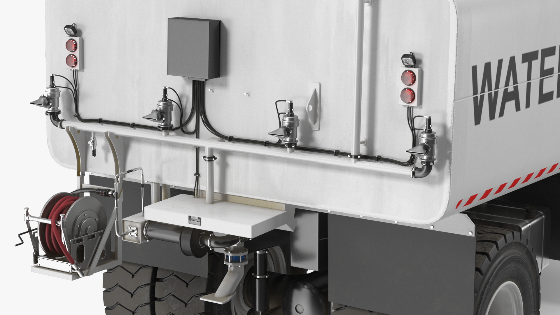 3D Construction Water Truck White Rigged for Cinema 4D