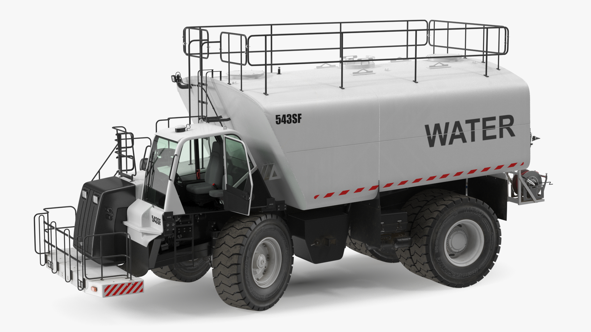 3D Construction Water Truck White Rigged for Cinema 4D