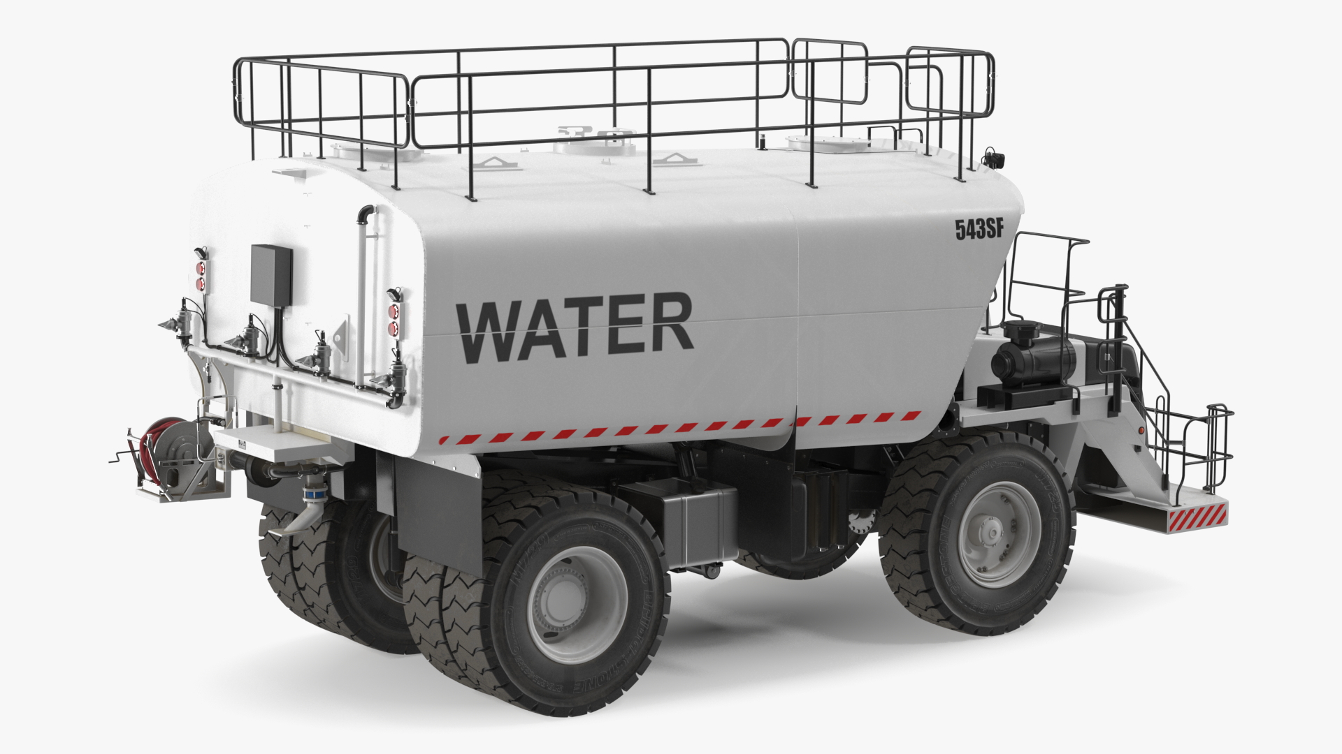 3D Construction Water Truck White Rigged for Cinema 4D