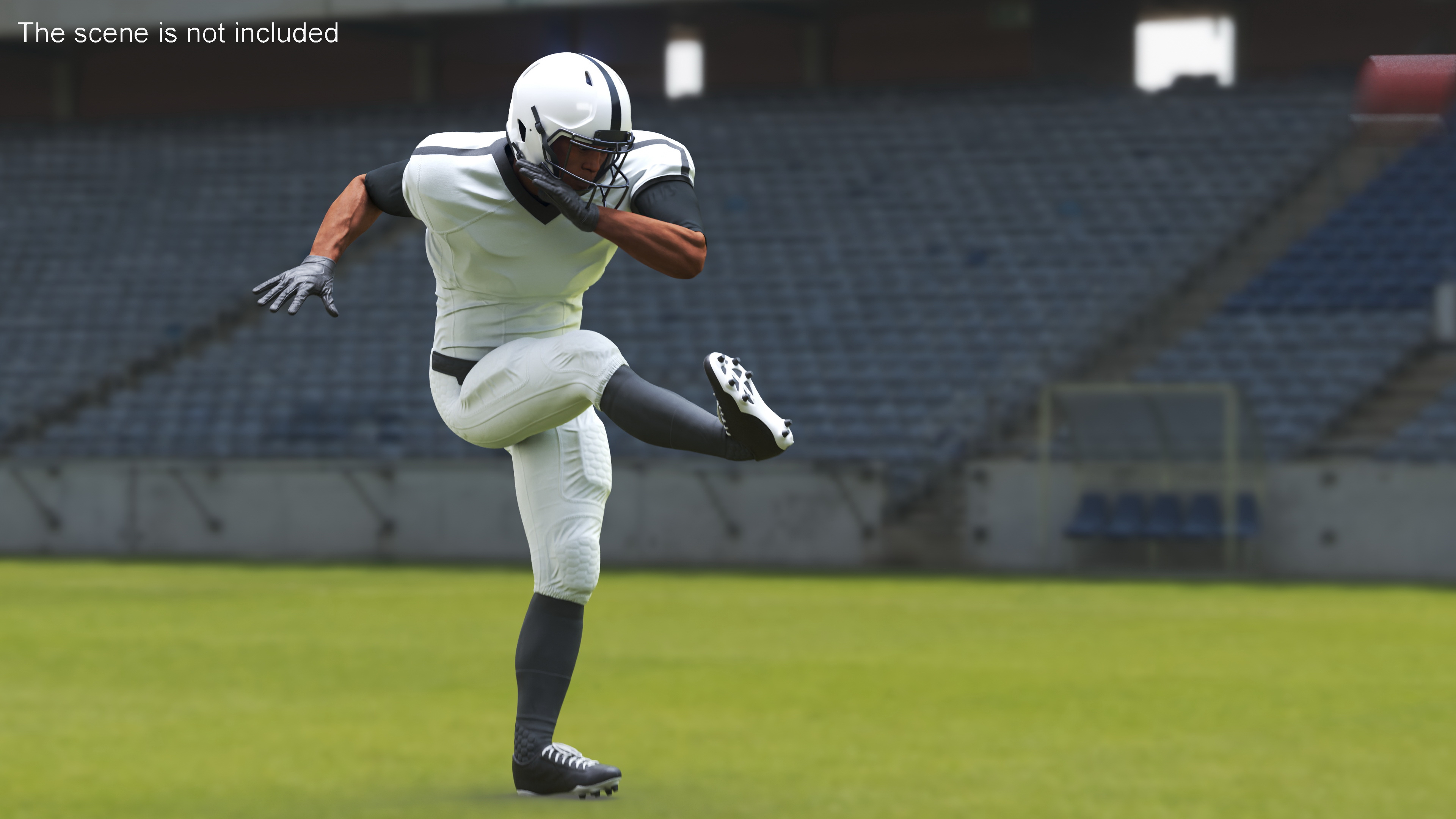 3D White Uniform Black Man Football Player Rigged