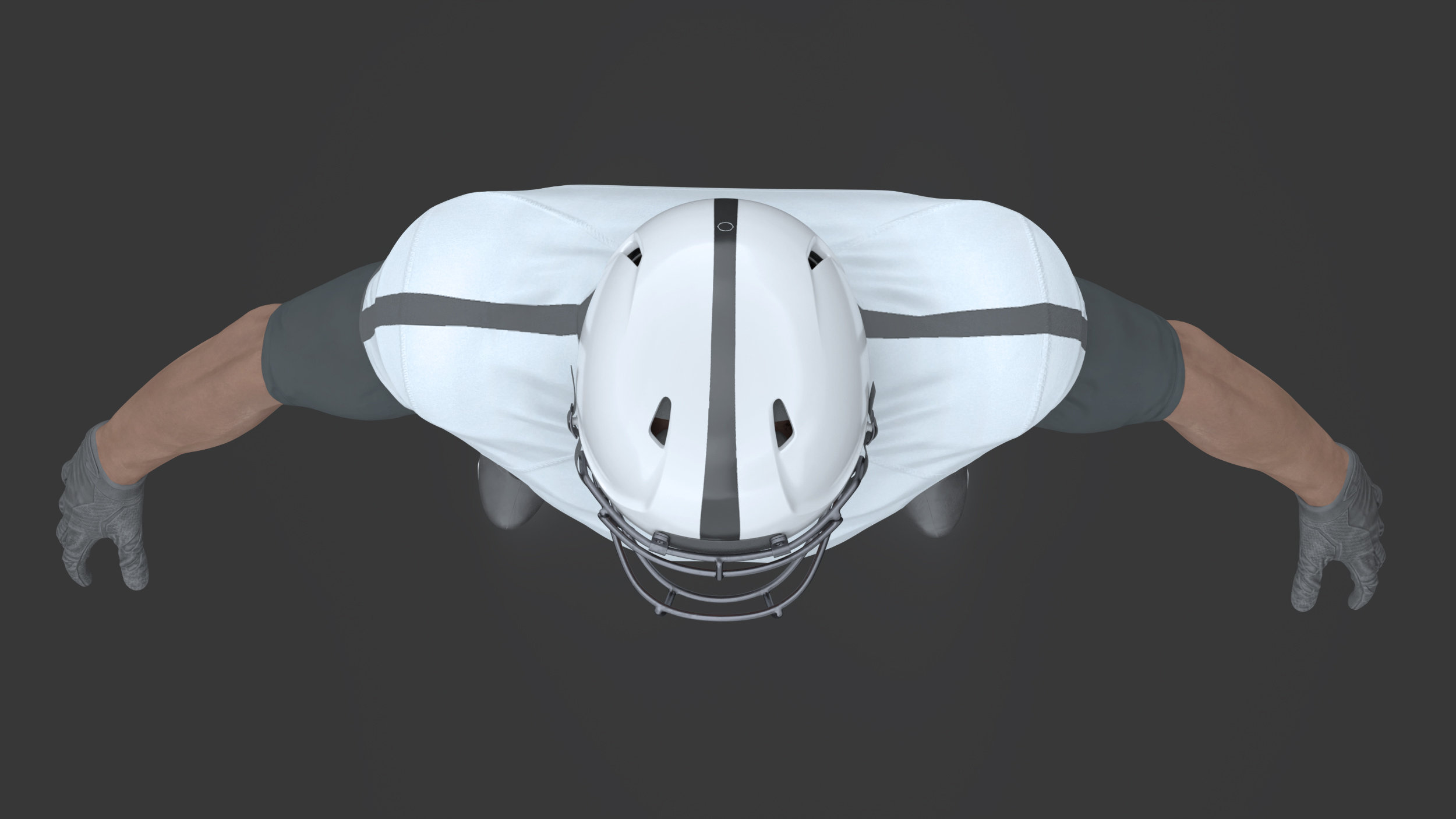 3D White Uniform Black Man Football Player Rigged