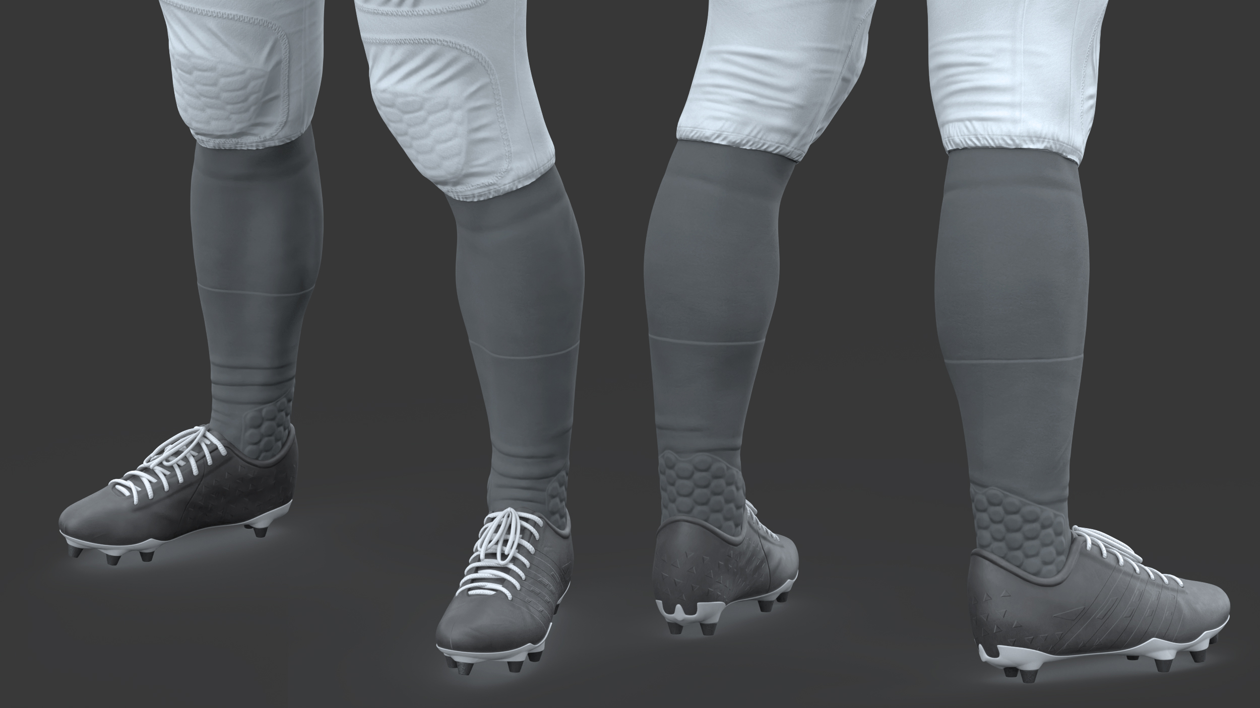 3D White Uniform Black Man Football Player Rigged