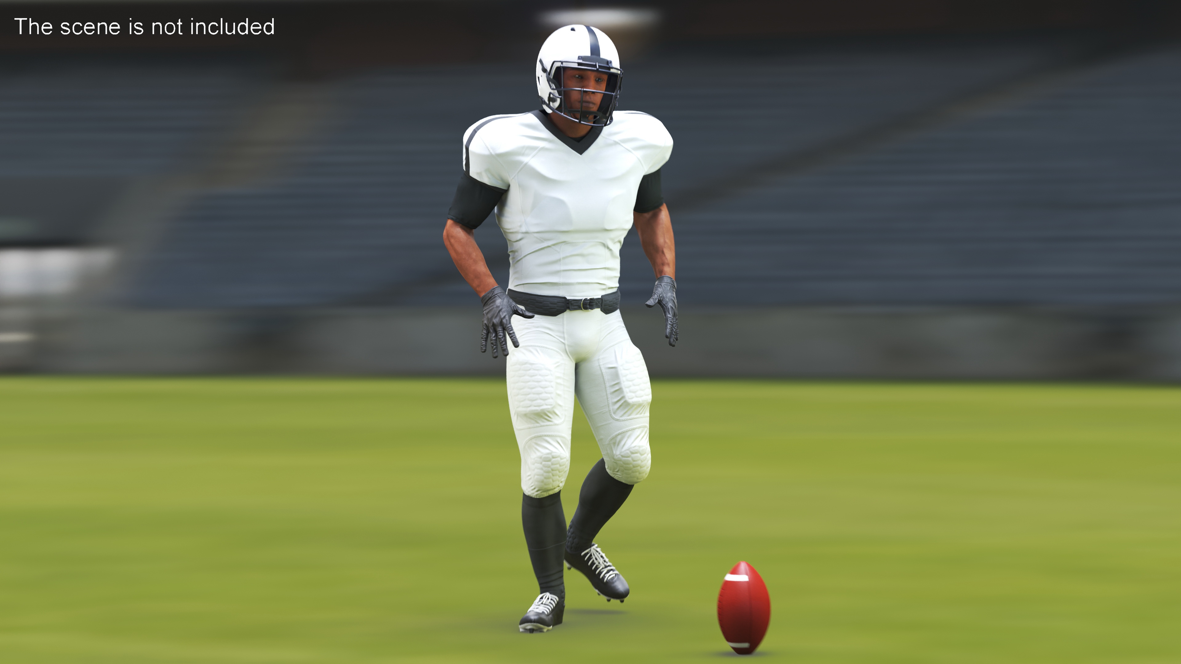3D White Uniform Black Man Football Player Rigged