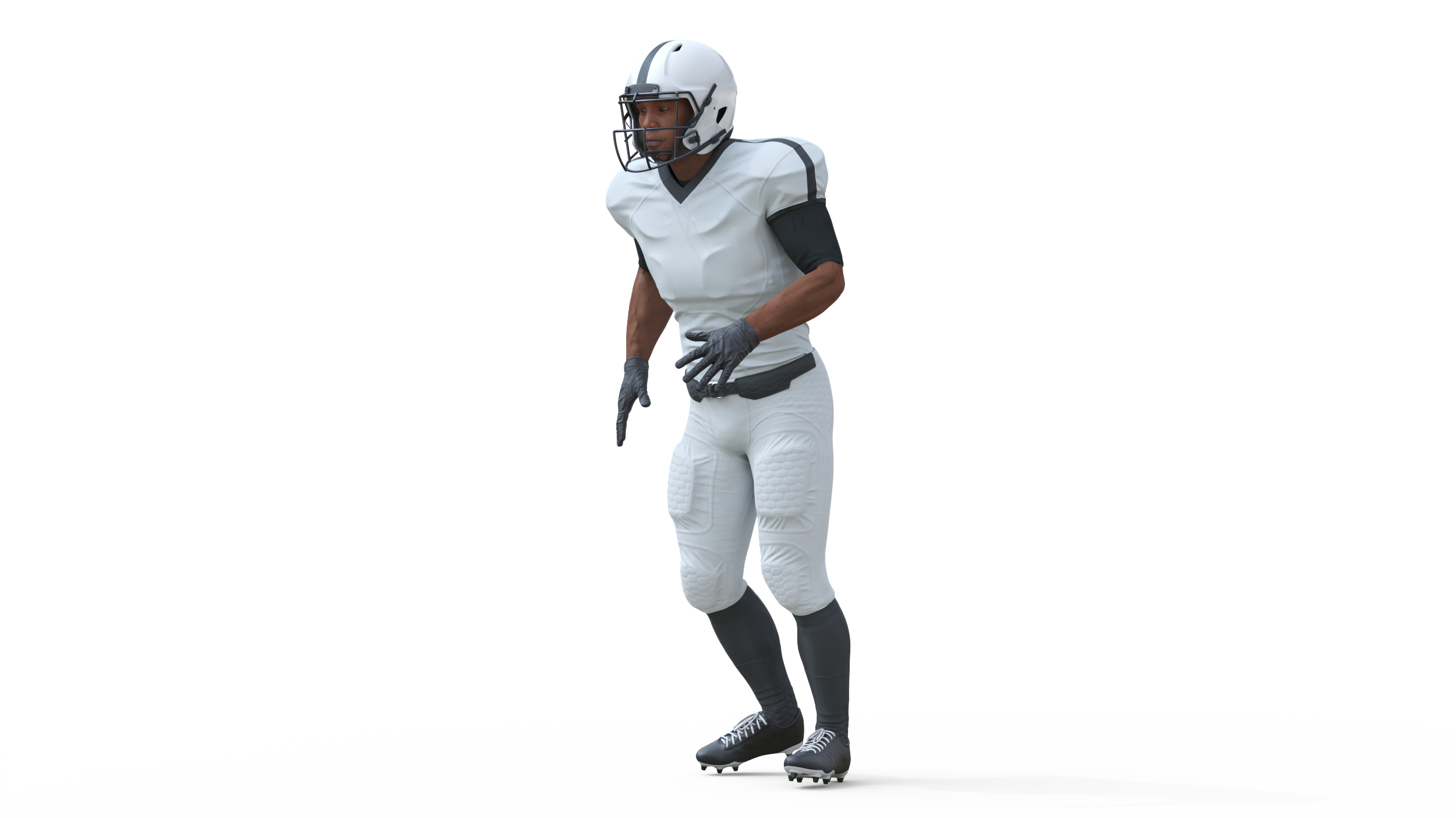 3D White Uniform Black Man Football Player Rigged