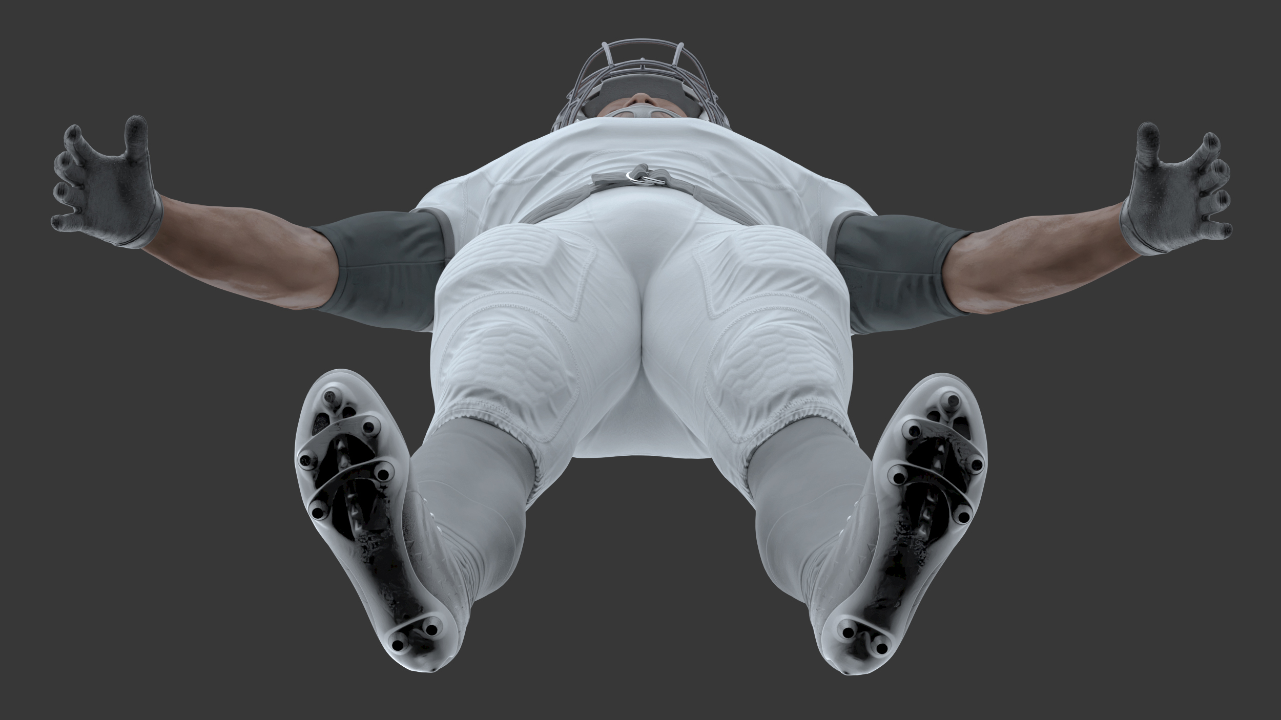 3D White Uniform Black Man Football Player Rigged