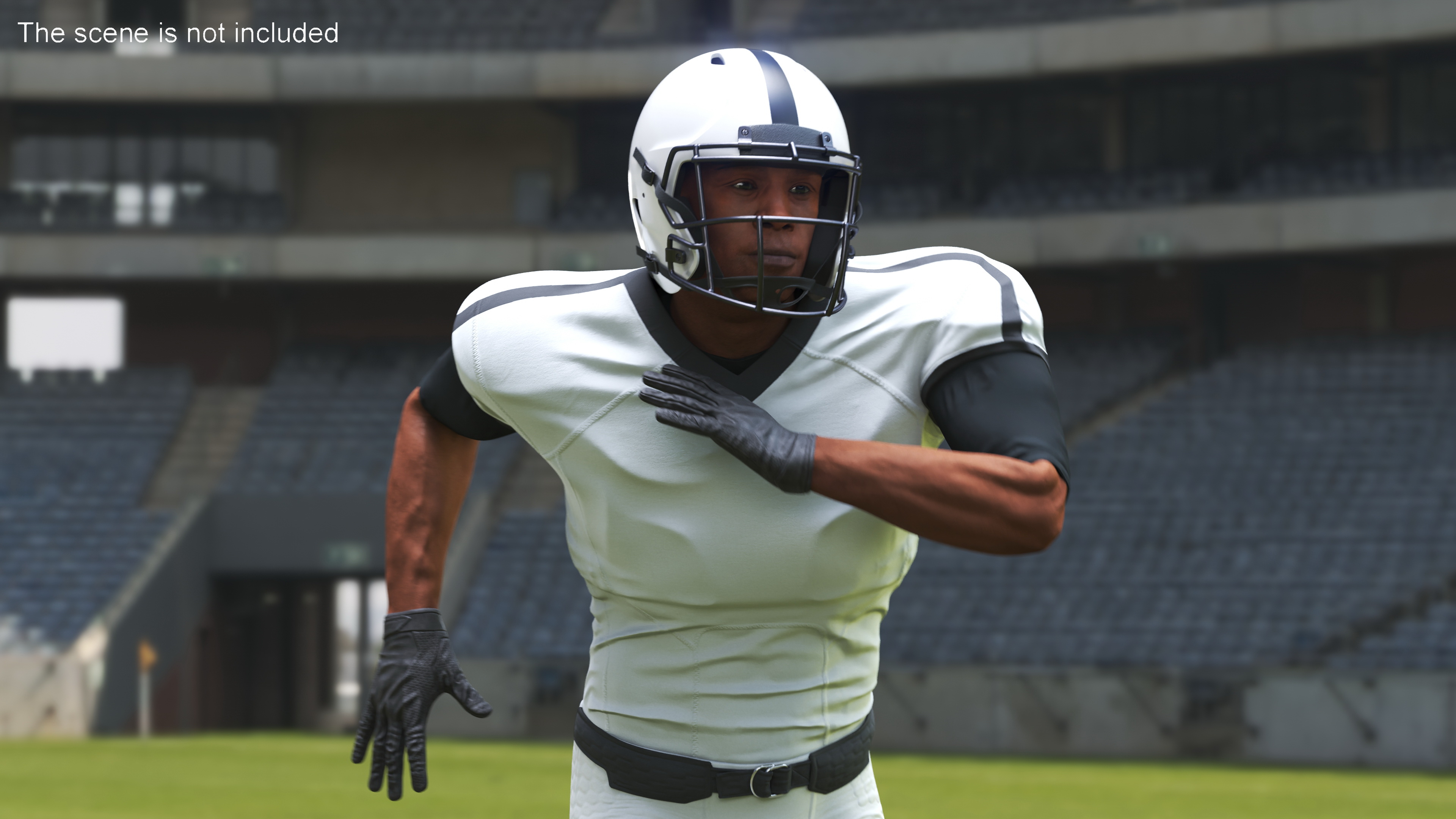 3D White Uniform Black Man Football Player Rigged