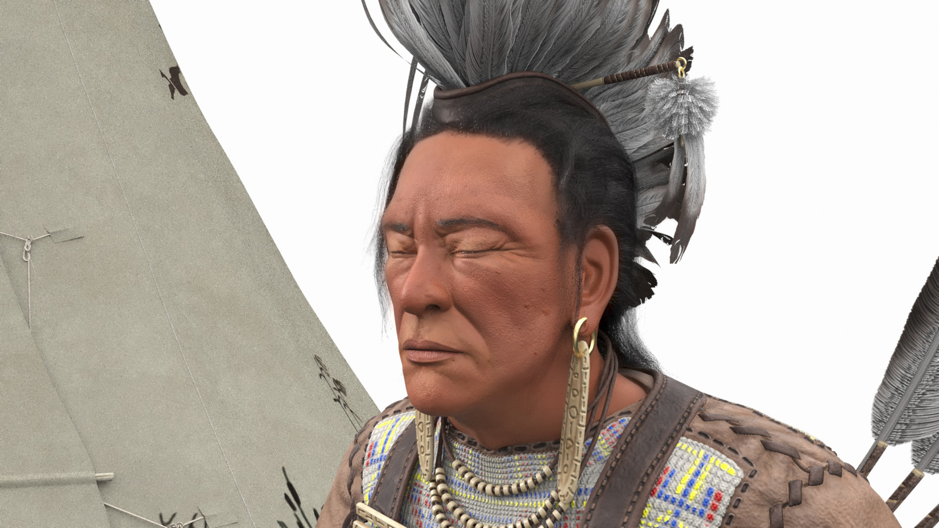 3D model Lodge and American Indian