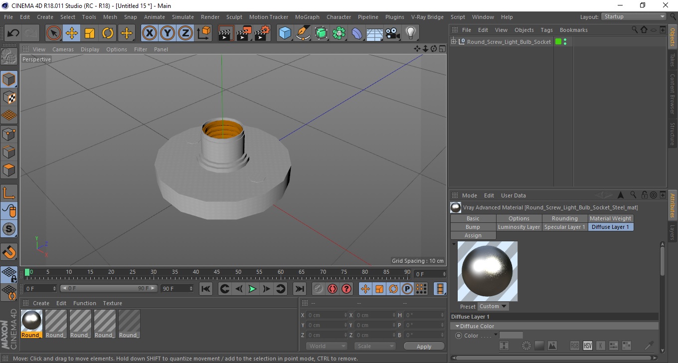 Round Screw Light Bulb Socket 3D model