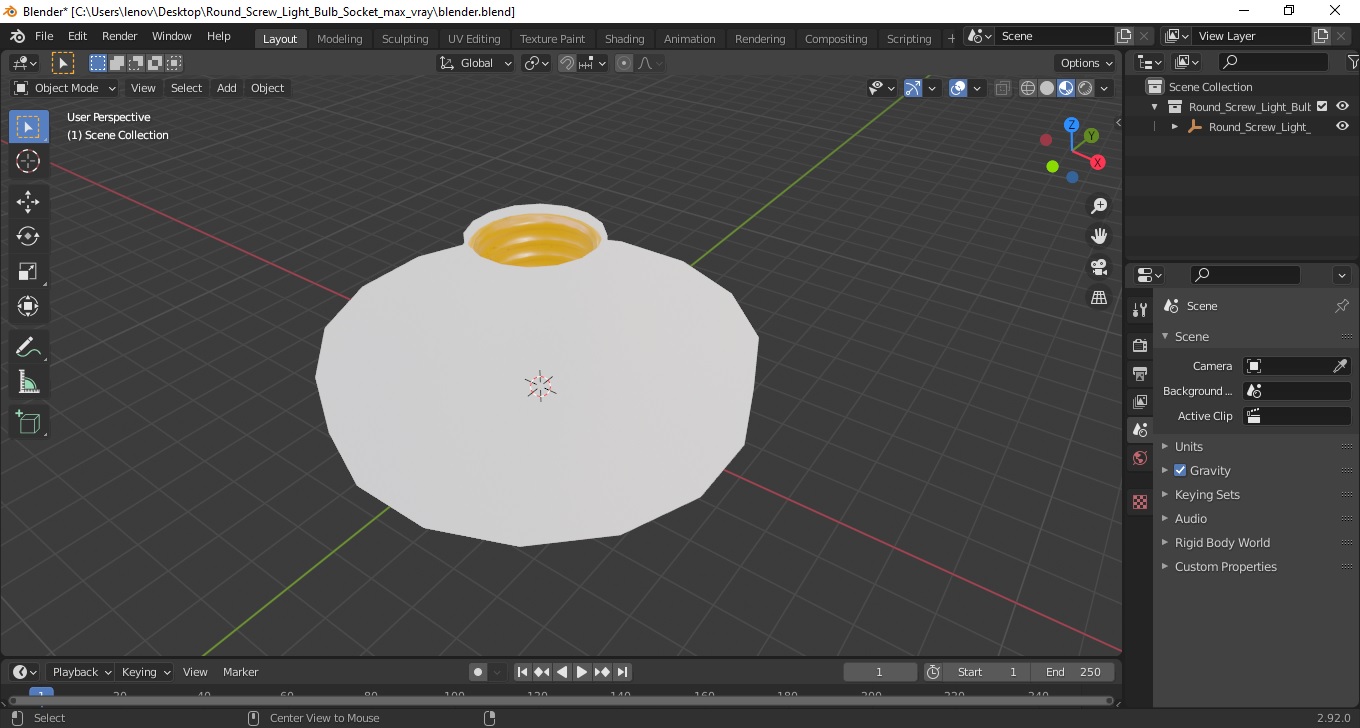 Round Screw Light Bulb Socket 3D model