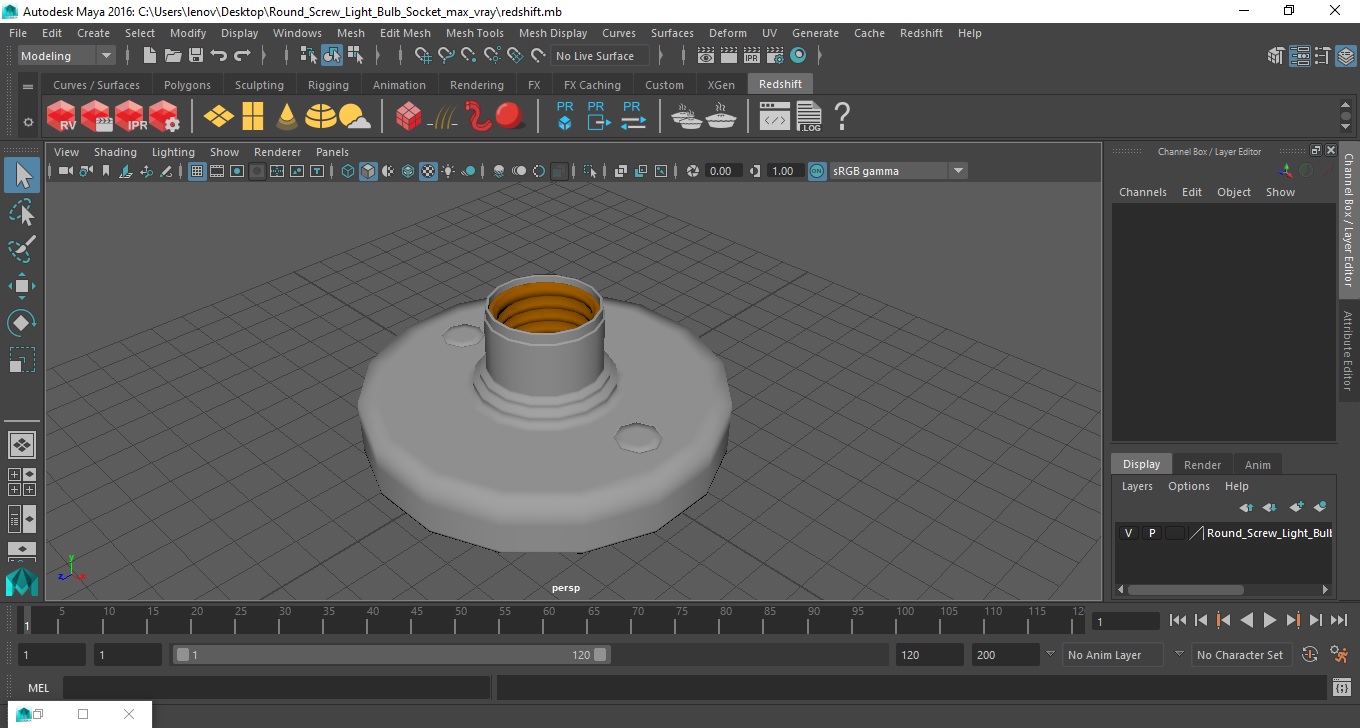 Round Screw Light Bulb Socket 3D model