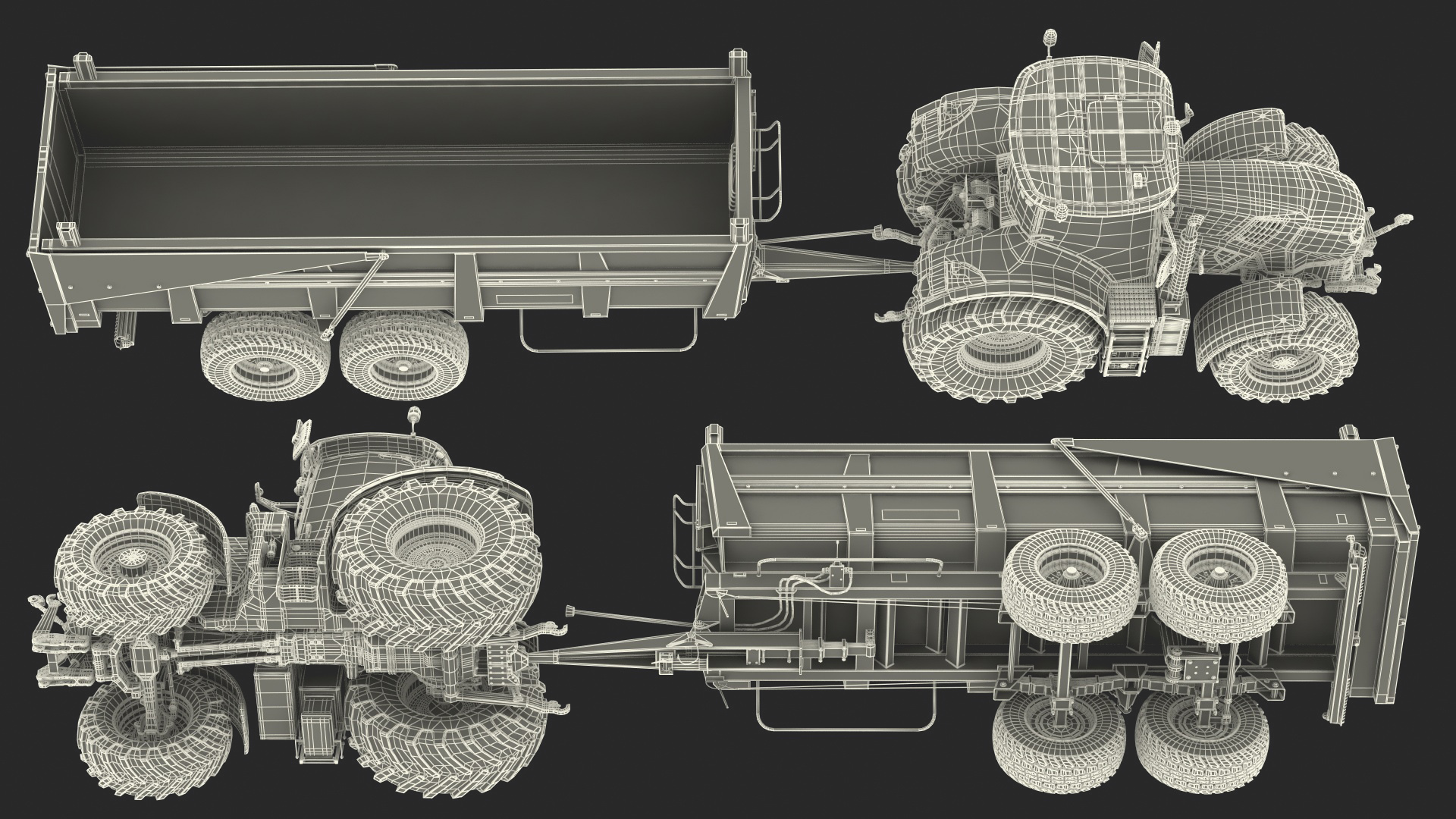 3D model Claas Axion 800 with Maupu 18t Trailer Rigged