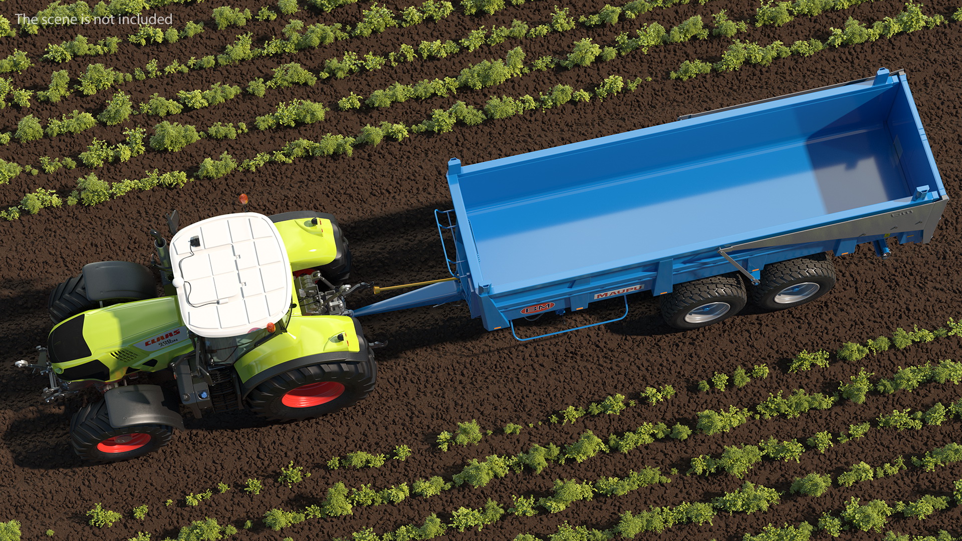 3D model Claas Axion 800 with Maupu 18t Trailer Rigged