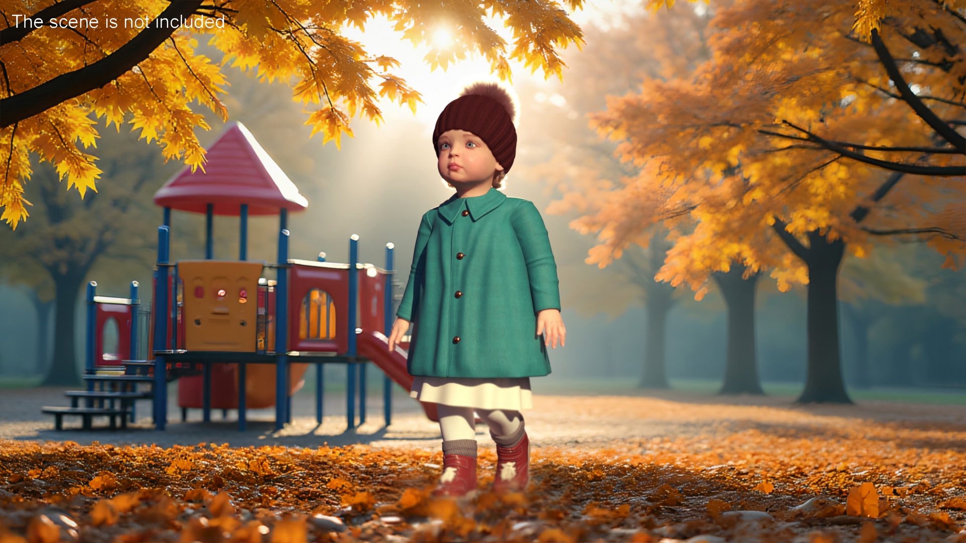Little Girl Everyday Autumn Style Fur Rigged 3D model