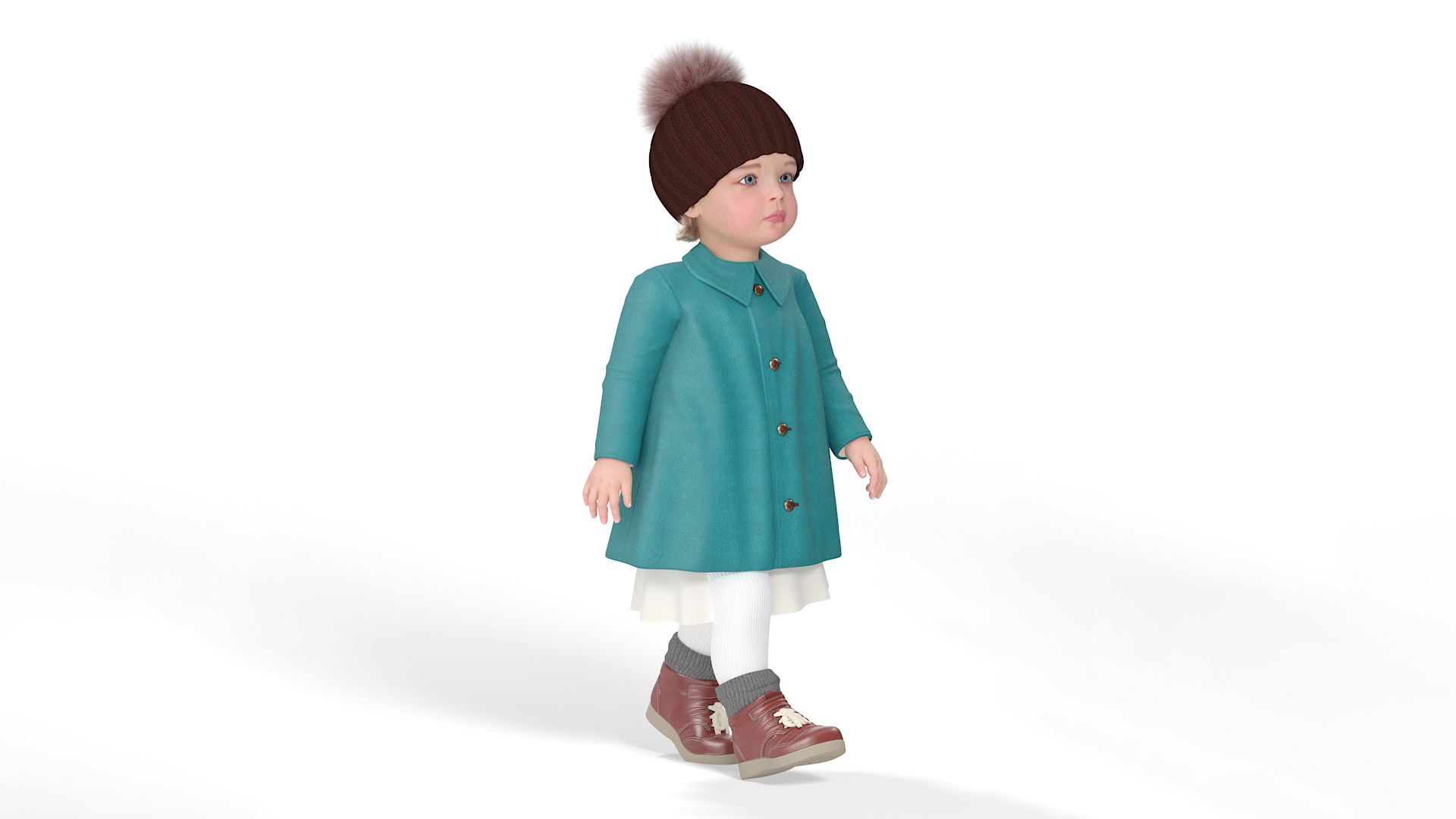 Little Girl Everyday Autumn Style Fur Rigged 3D model