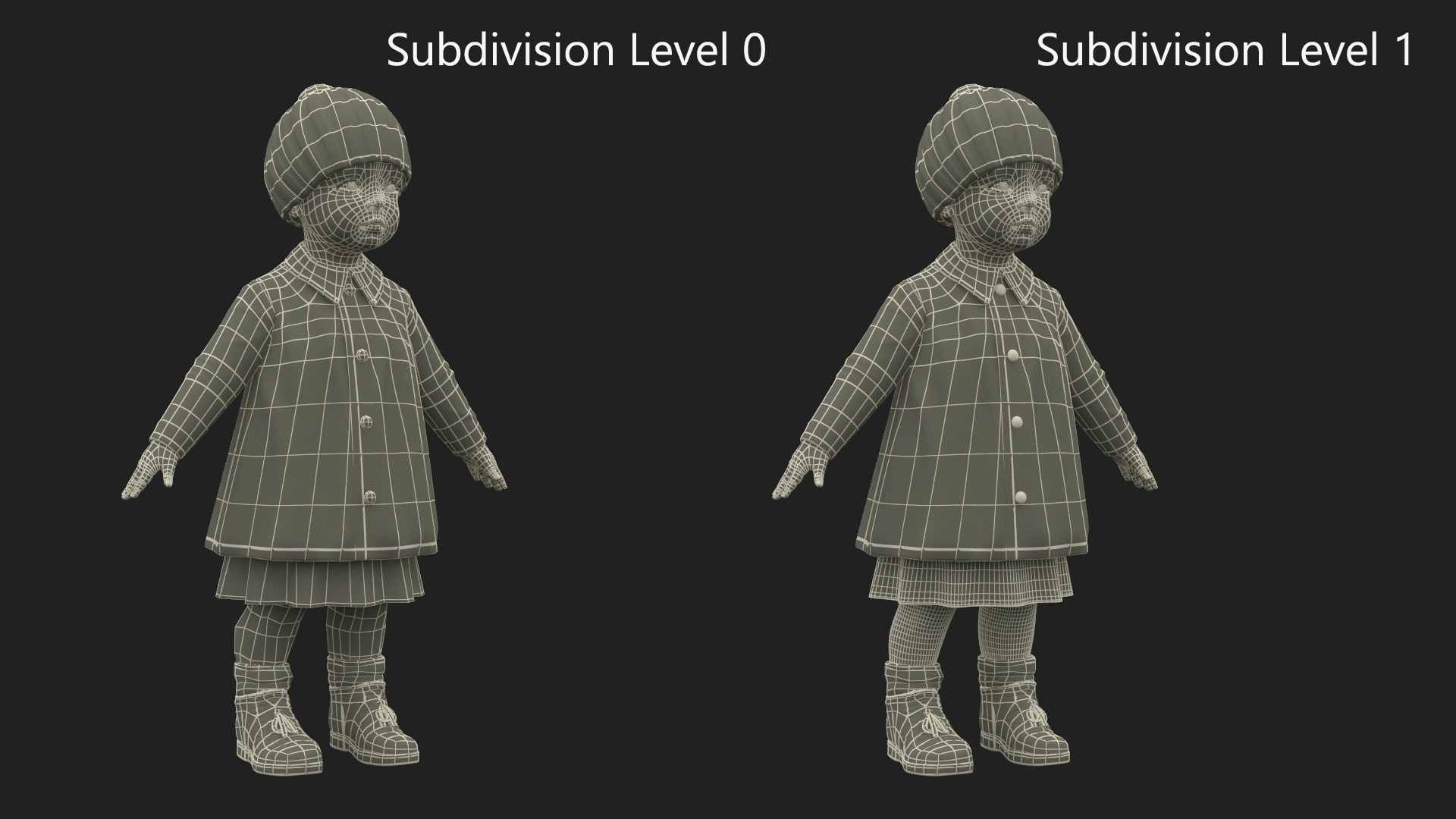 Little Girl Everyday Autumn Style Fur Rigged 3D model