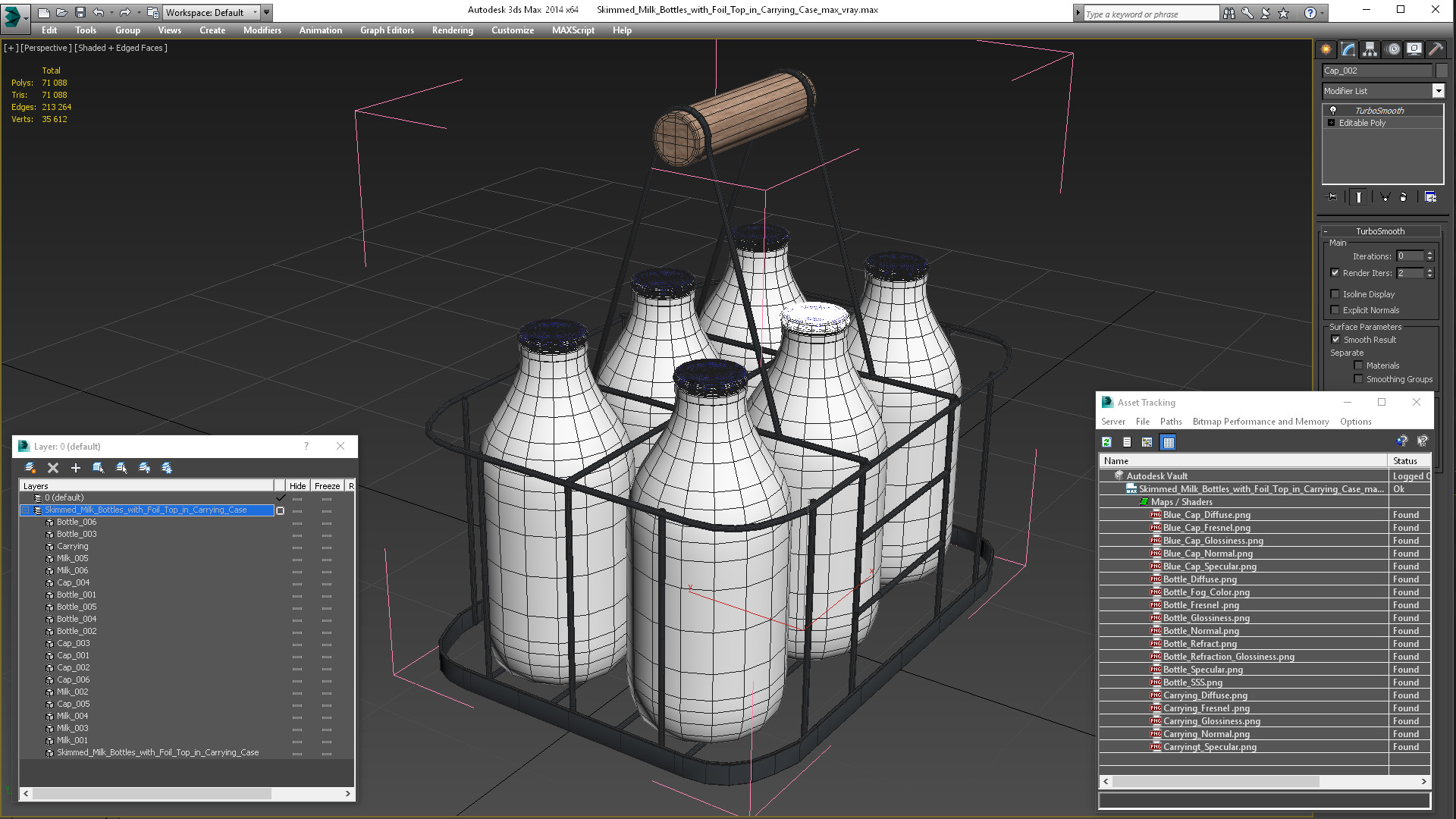 3D Skimmed Milk Bottles with Foil Top in Carrying Case