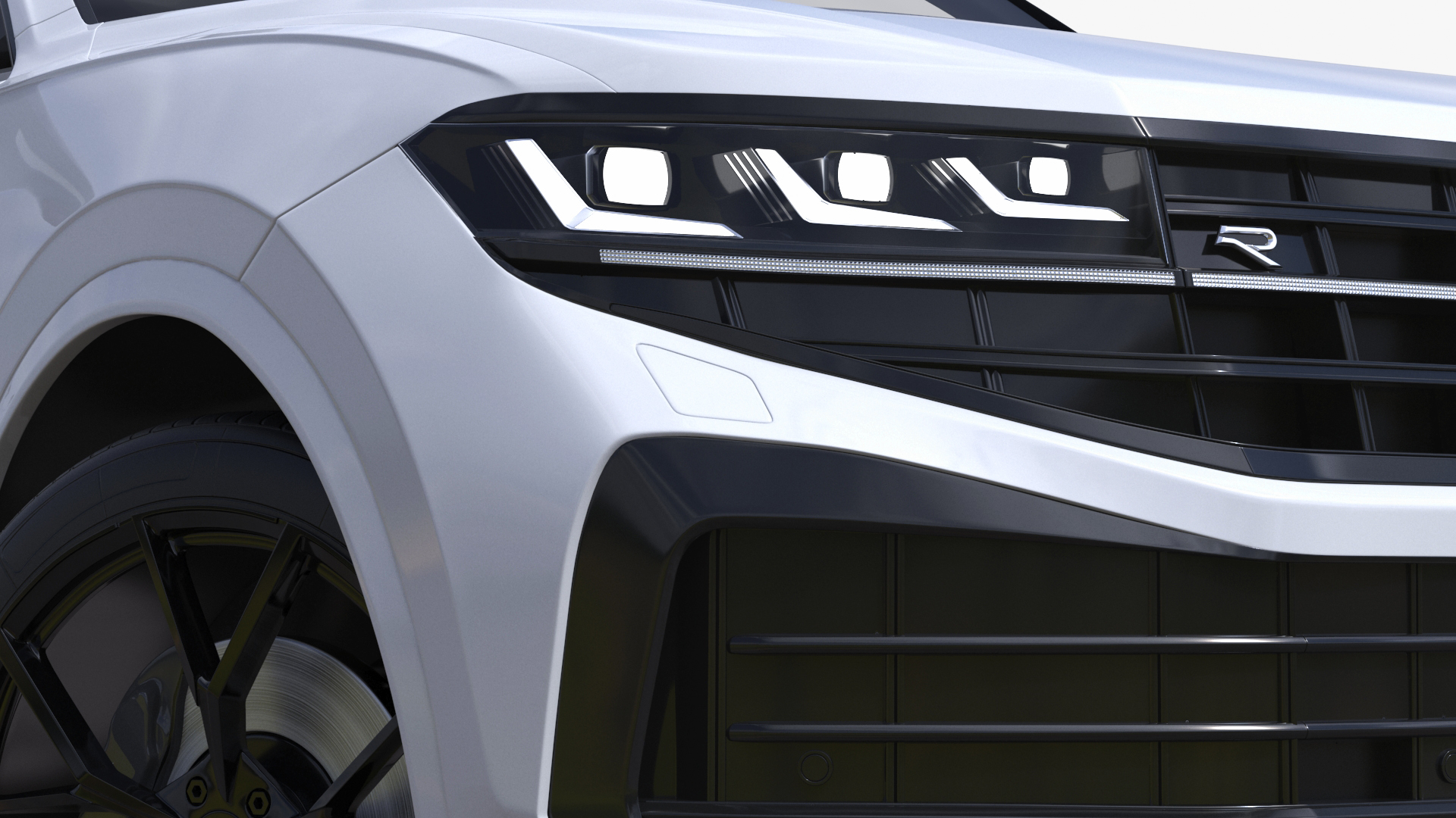 3D model Electric SUV White Lights On Rigged