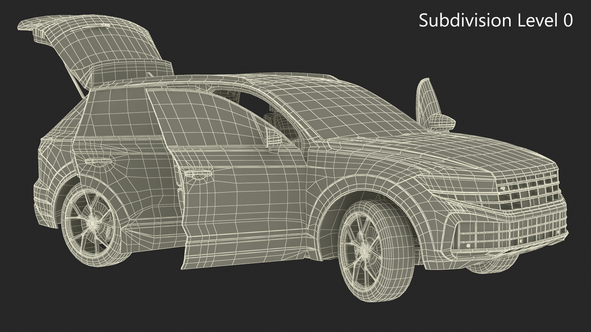 3D model Electric SUV White Lights On Rigged
