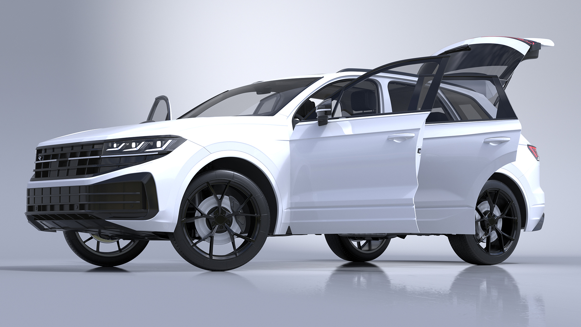 3D model Electric SUV White Lights On Rigged