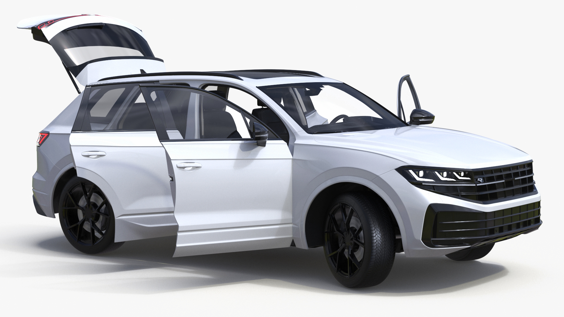 3D model Electric SUV White Lights On Rigged