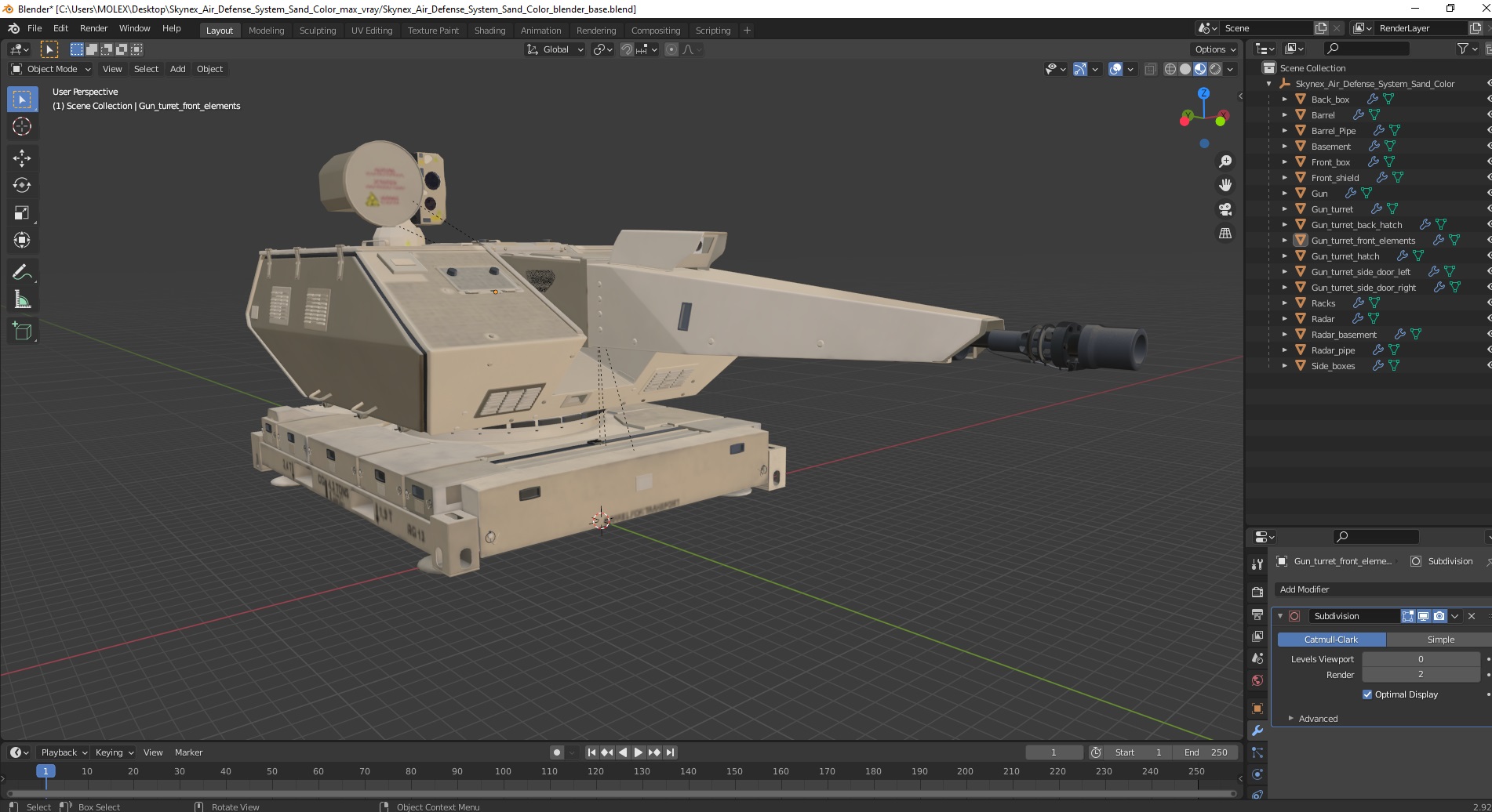 3D Skynex Air Defense System Sand Color