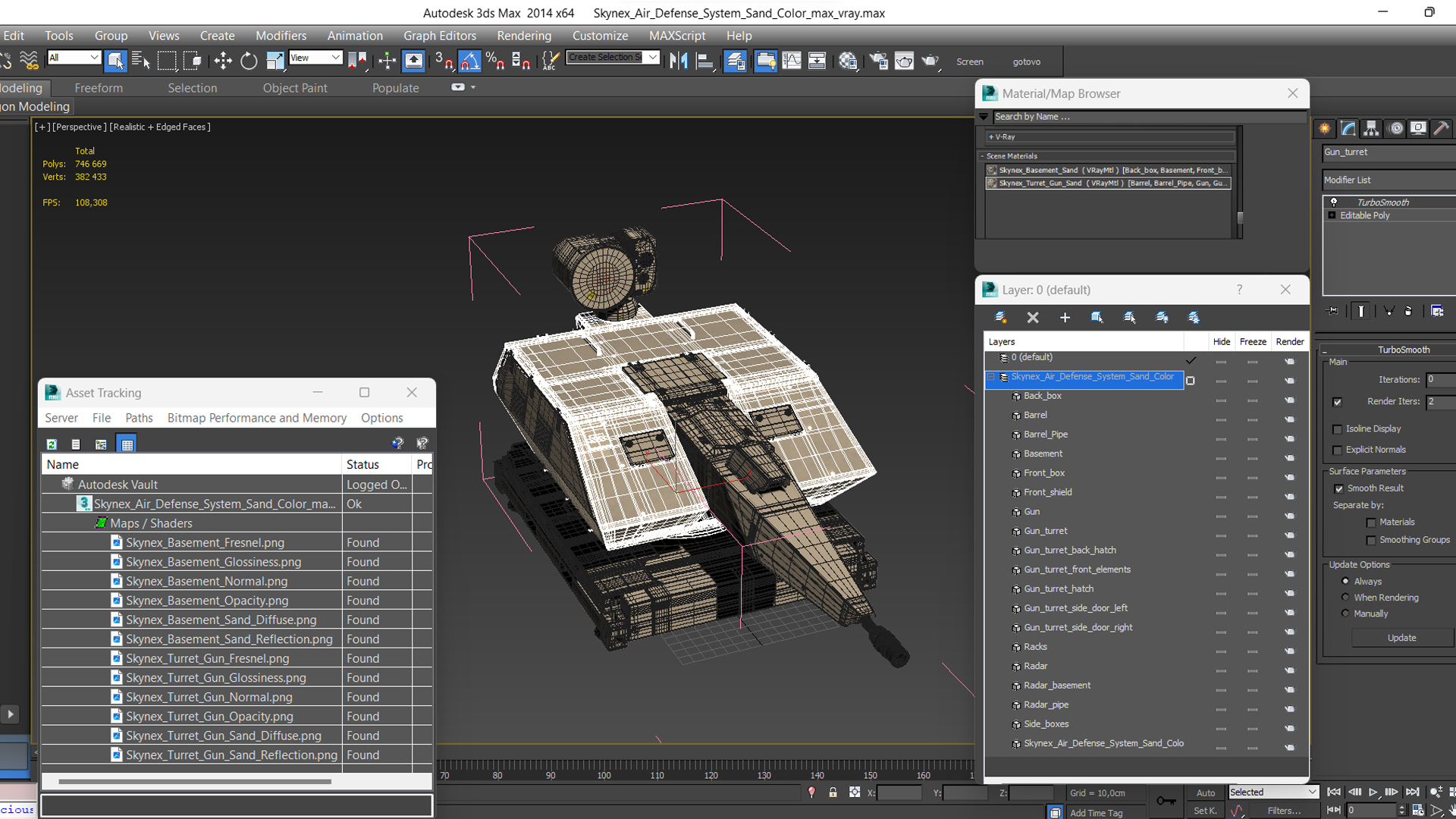 3D Skynex Air Defense System Sand Color