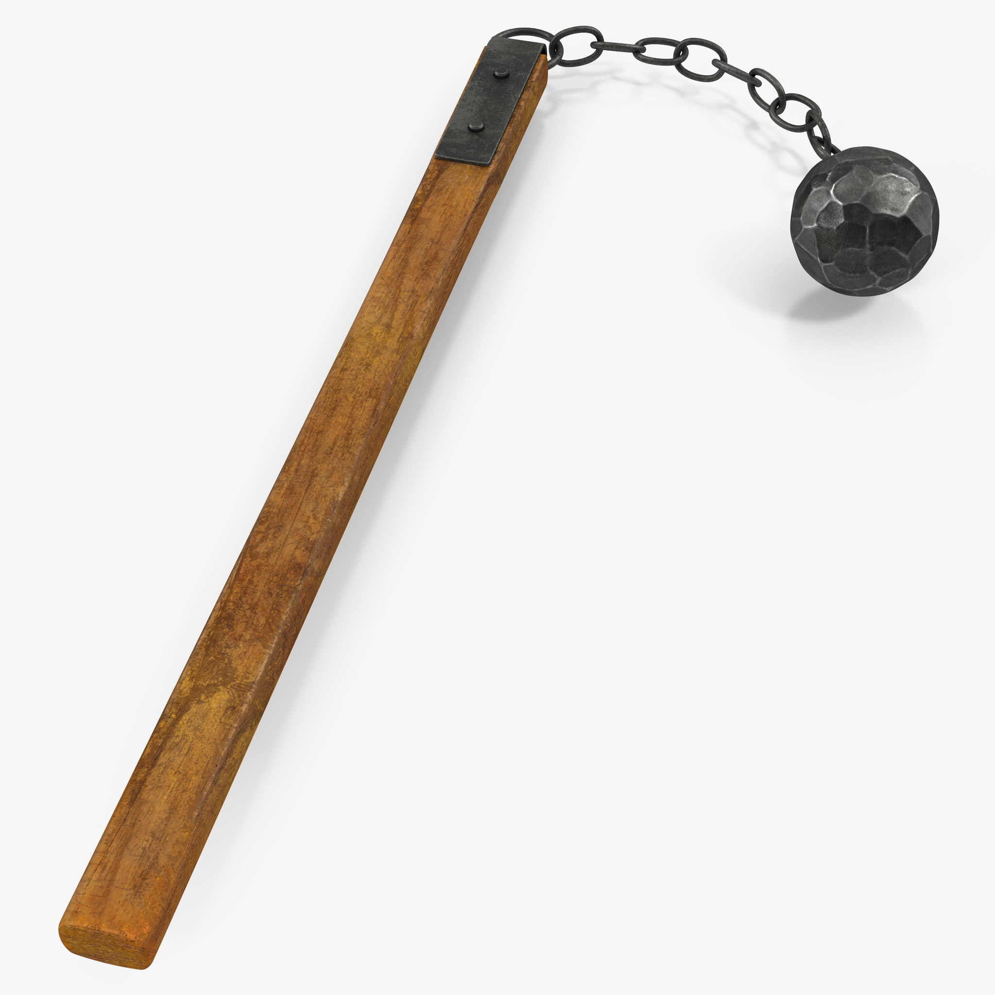 Medieval Flail with Ball and Chain 3D Model