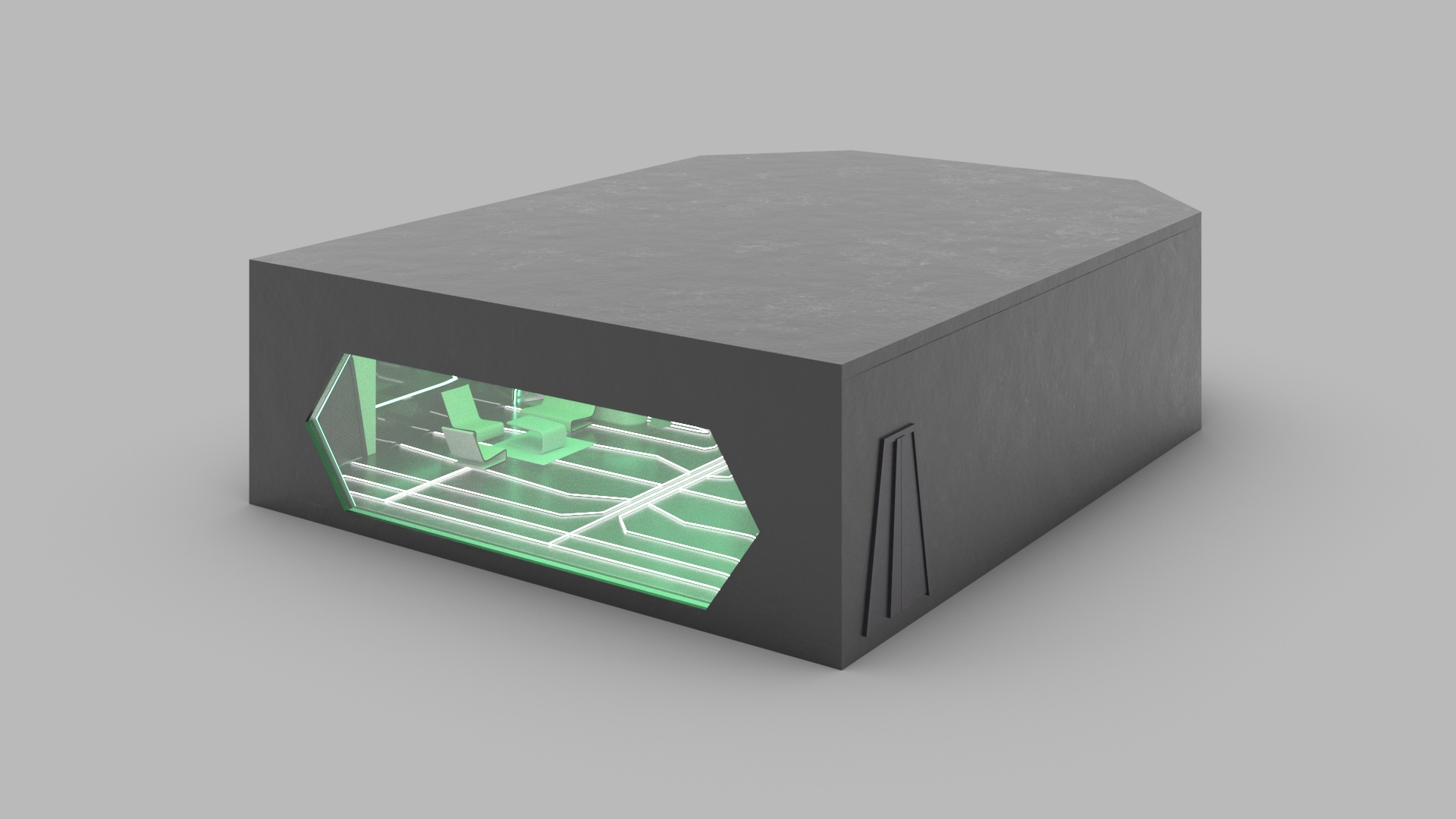 3D model Sci-Fi Bar Interior Green Lights On