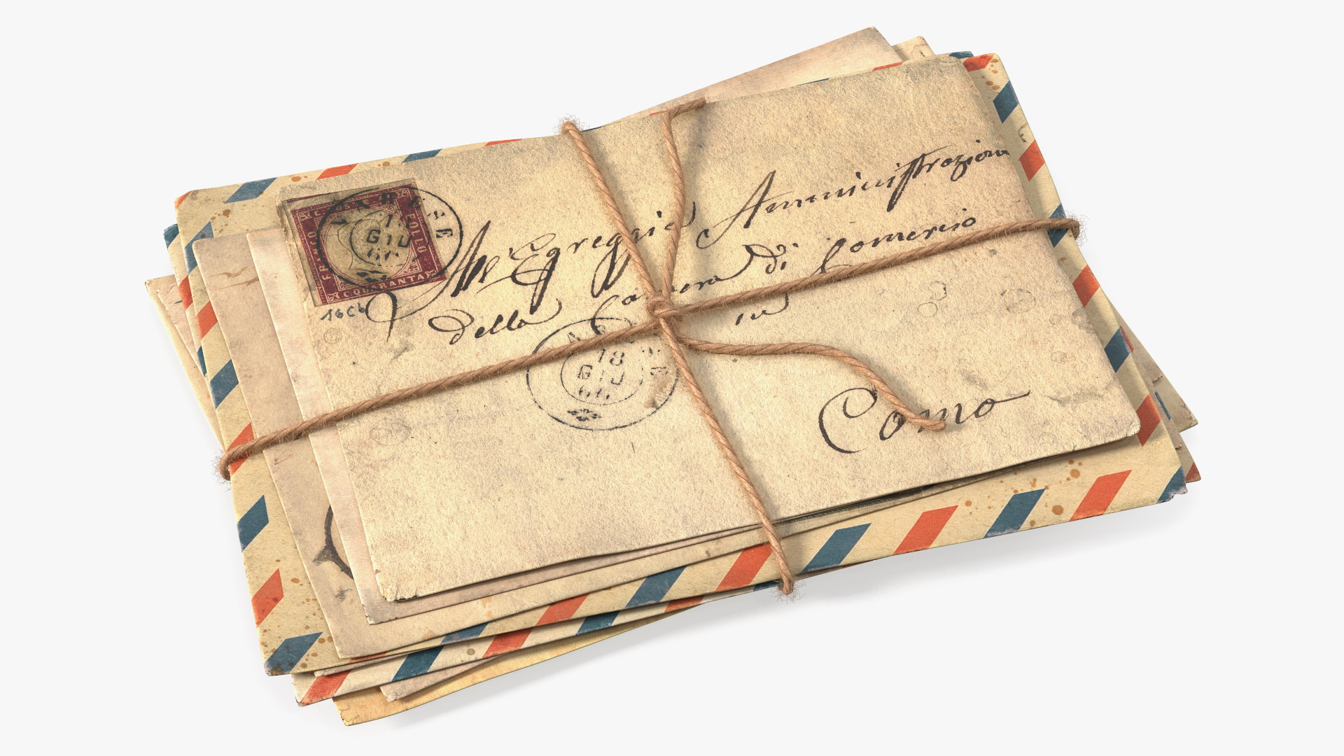 3D Old Letters Package Thin Fur model