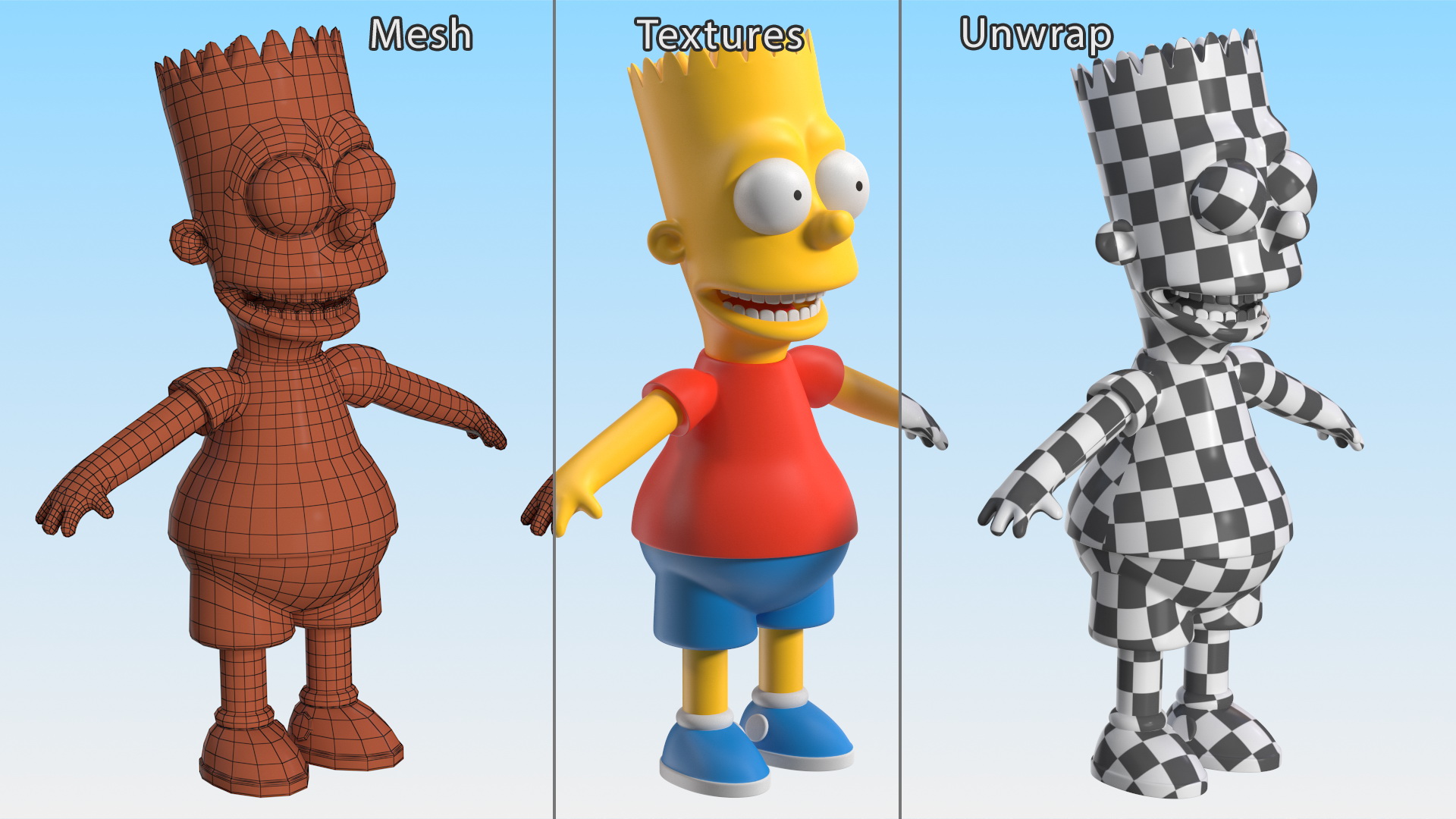 3D Bart Simpson Character Rigged for Maya model