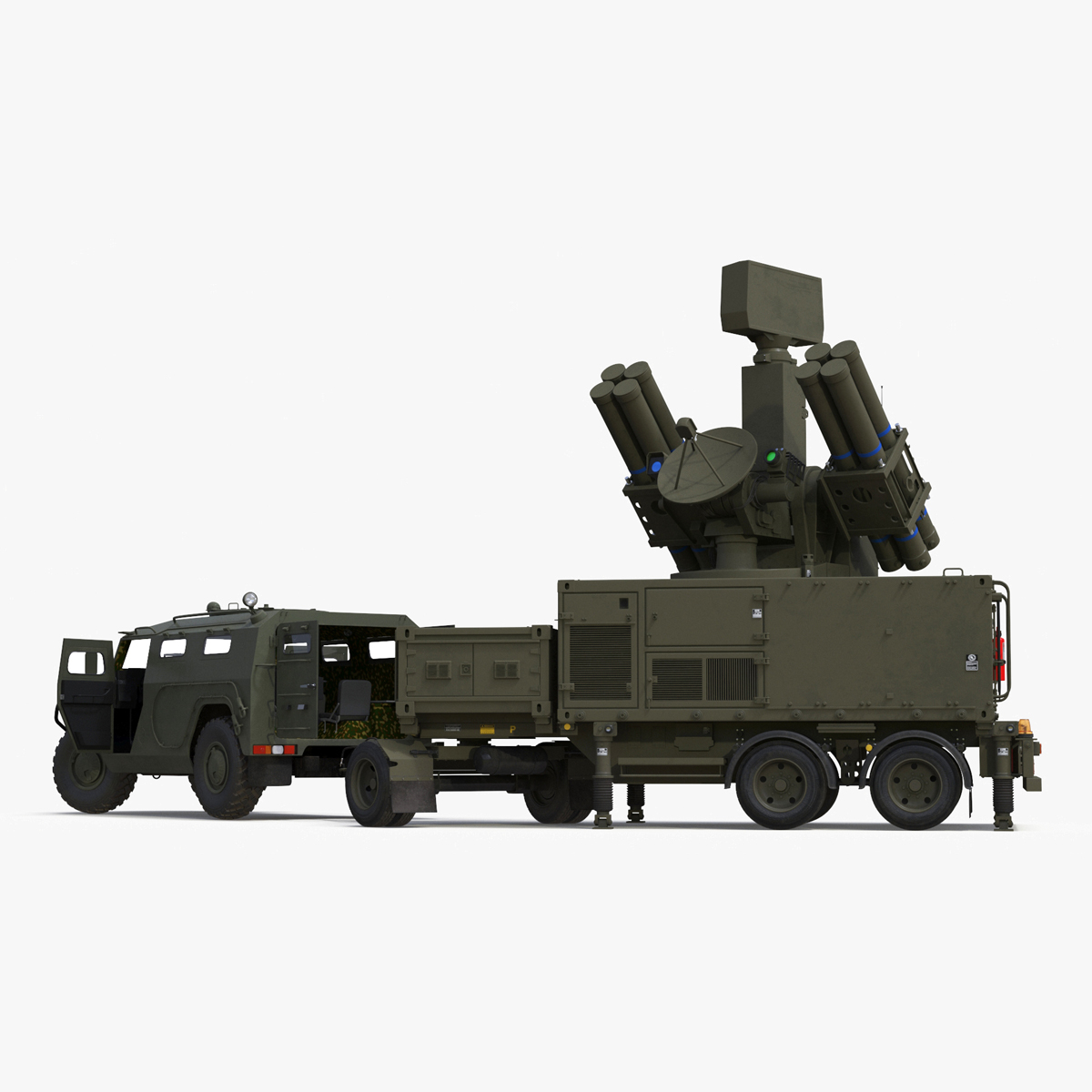 3D Military Truck with Missile System Crotale NG Rigged for Cinema 4D