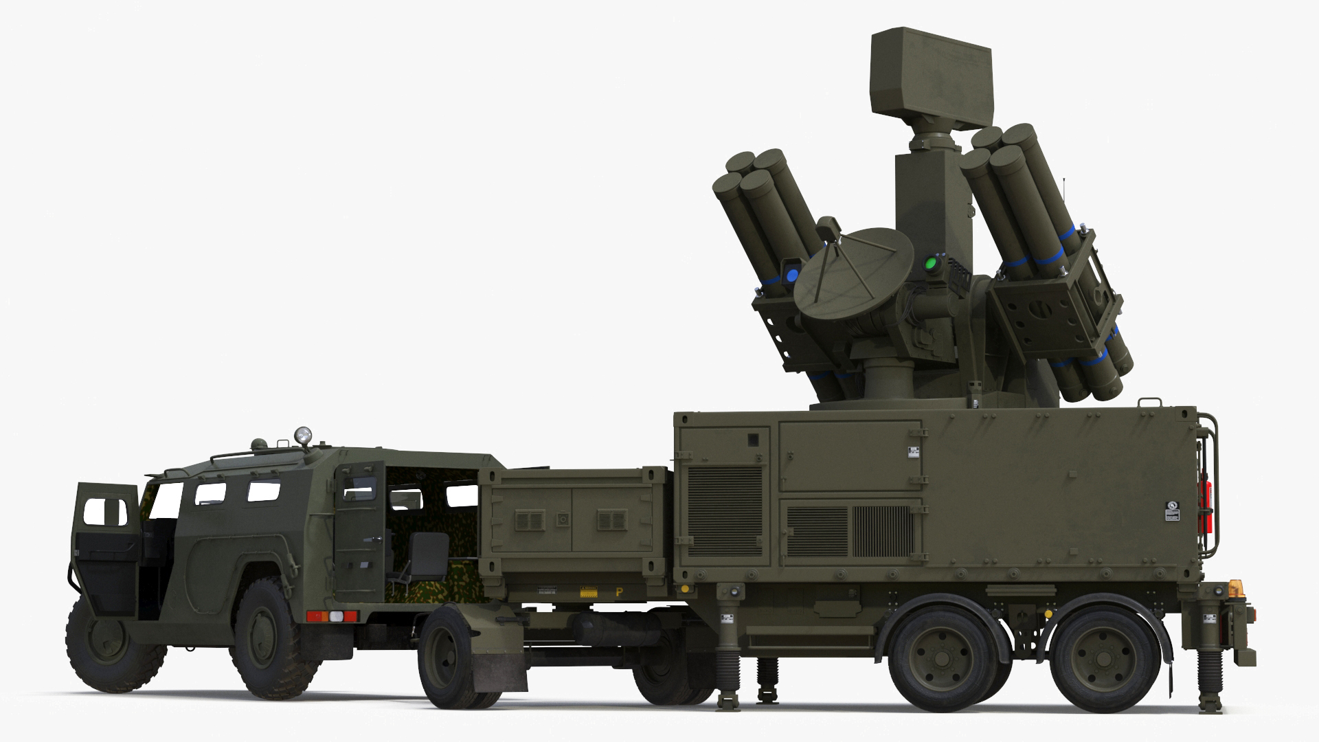 3D Military Truck with Missile System Crotale NG Rigged for Cinema 4D