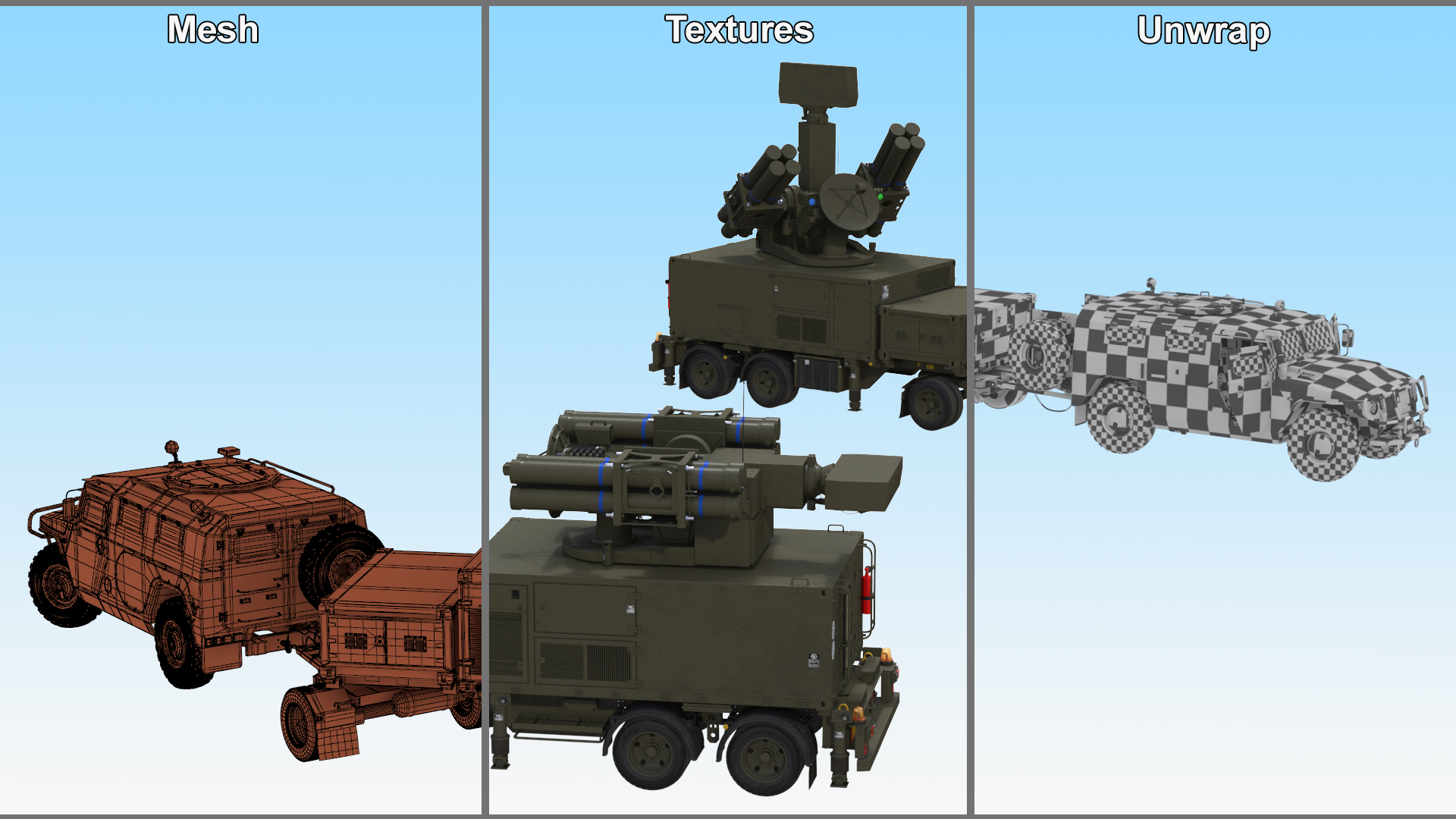 3D Military Truck with Missile System Crotale NG Rigged for Cinema 4D