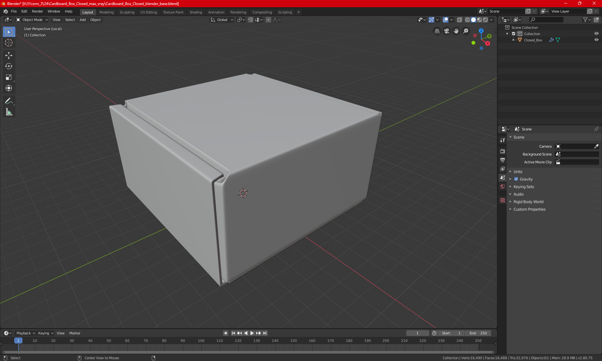 3D model Cardboard Box Closed