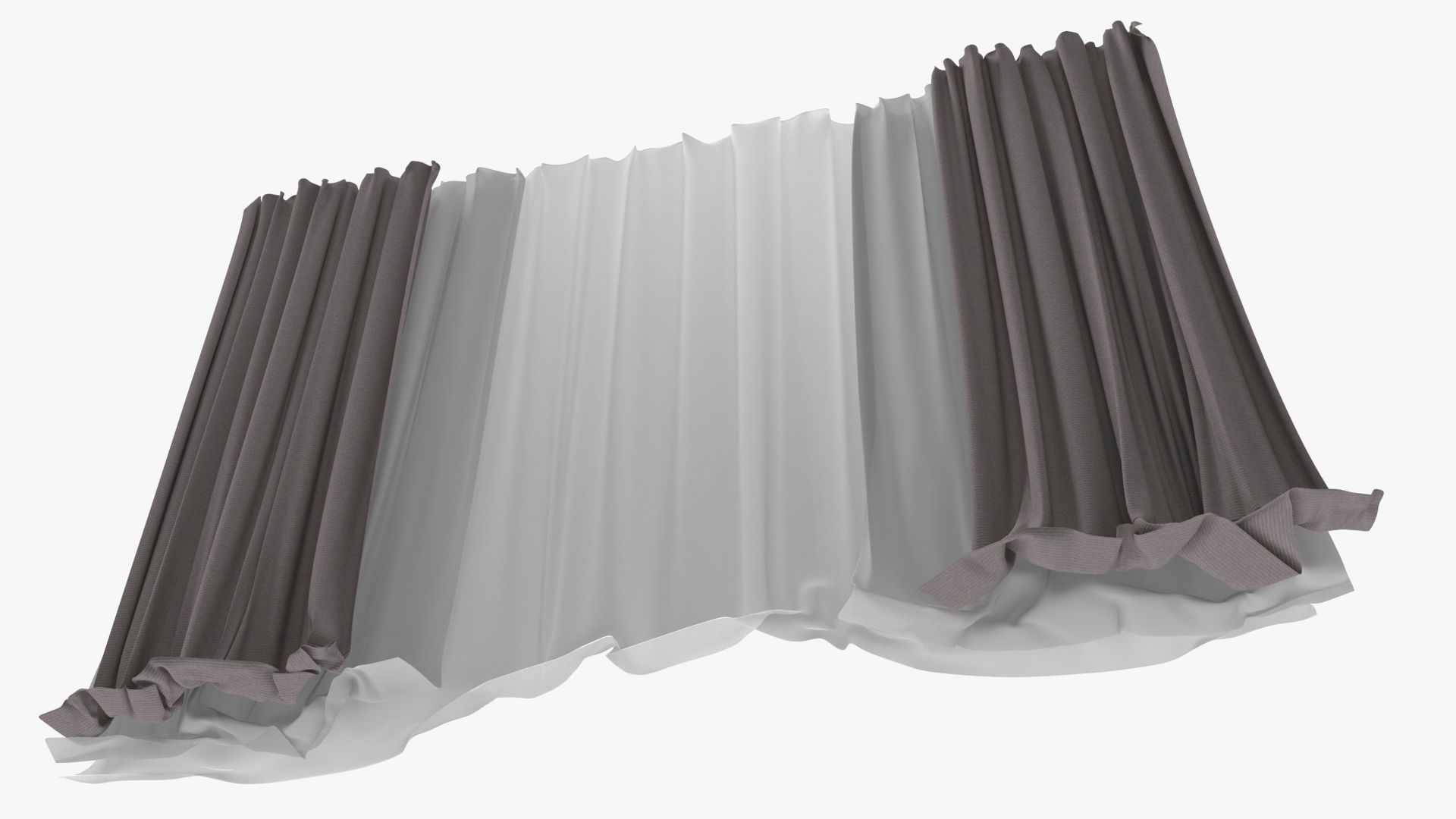 3D Classic Window Curtains Grey model
