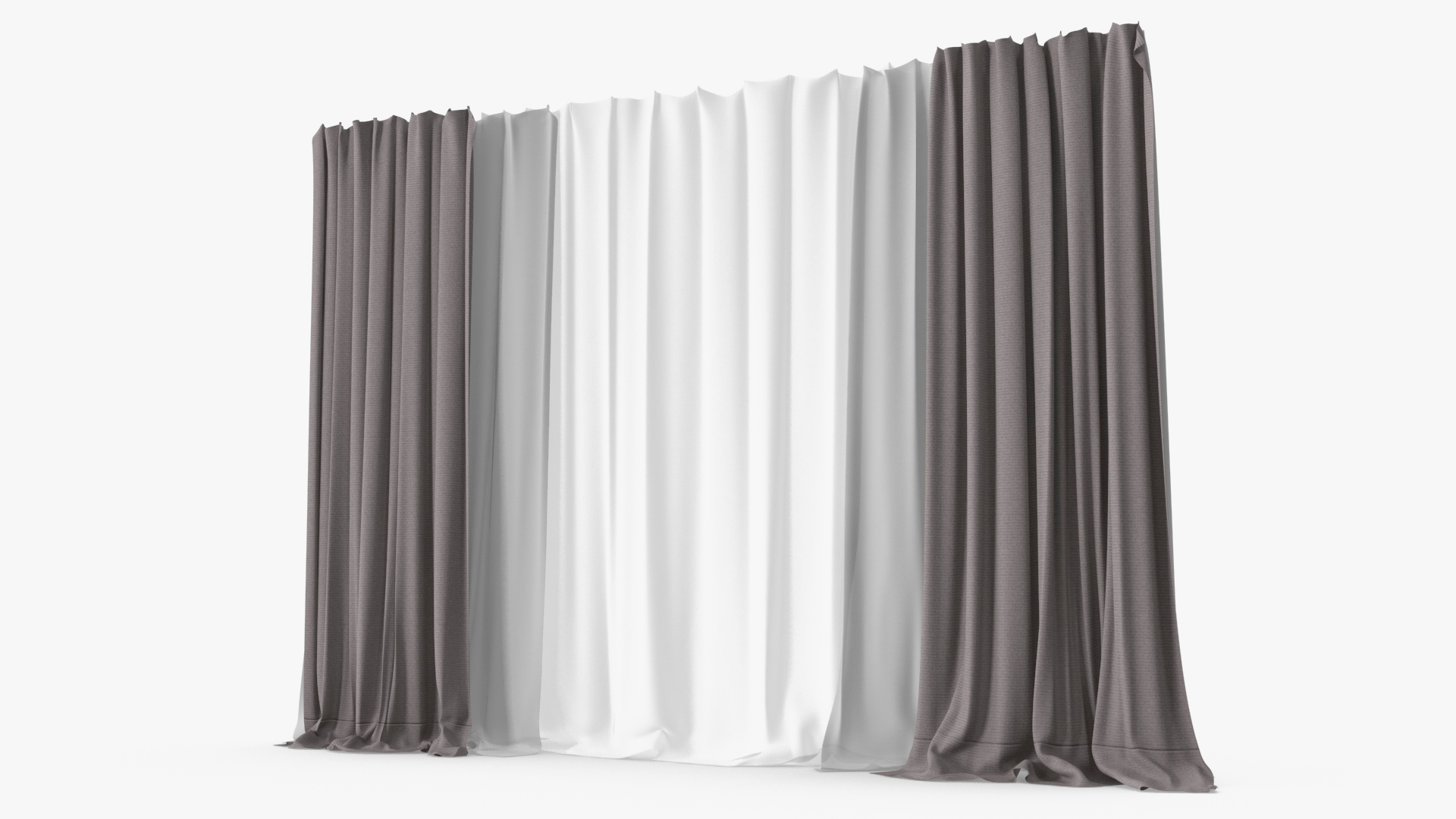 3D Classic Window Curtains Grey model