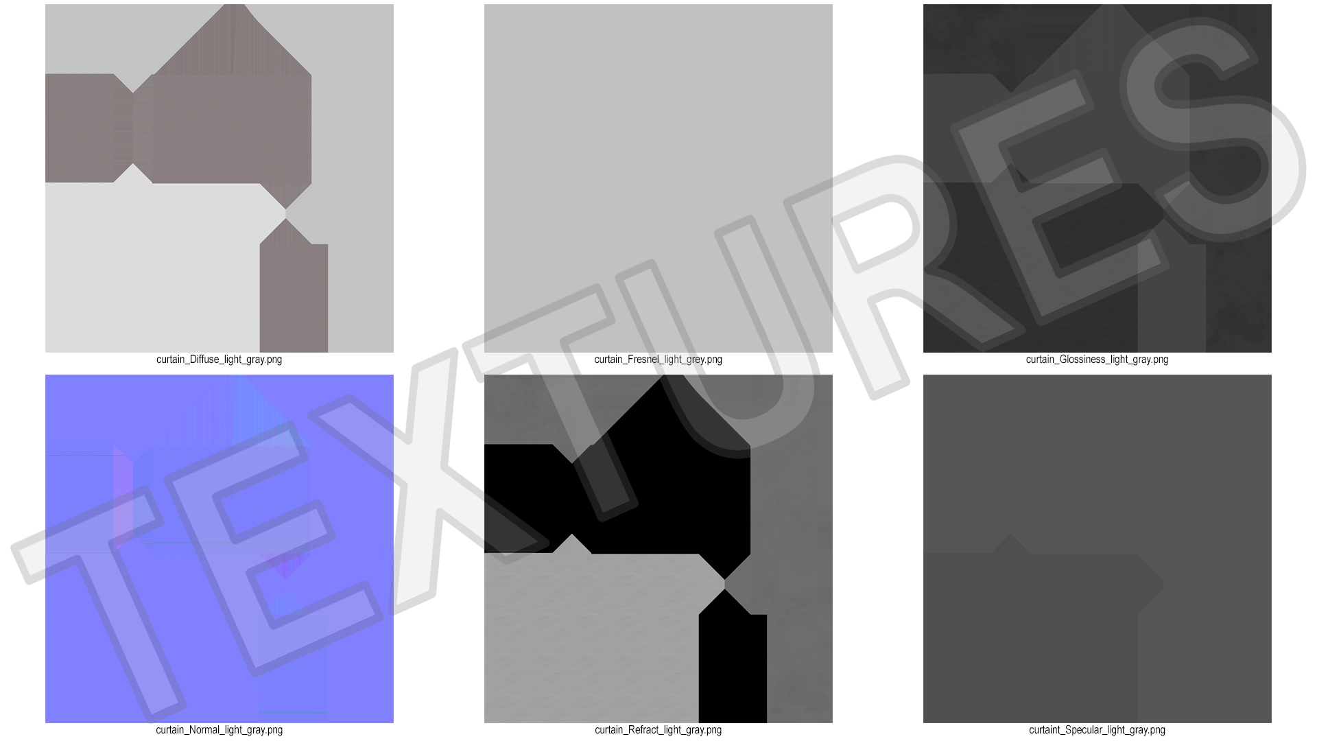 3D Classic Window Curtains Grey model