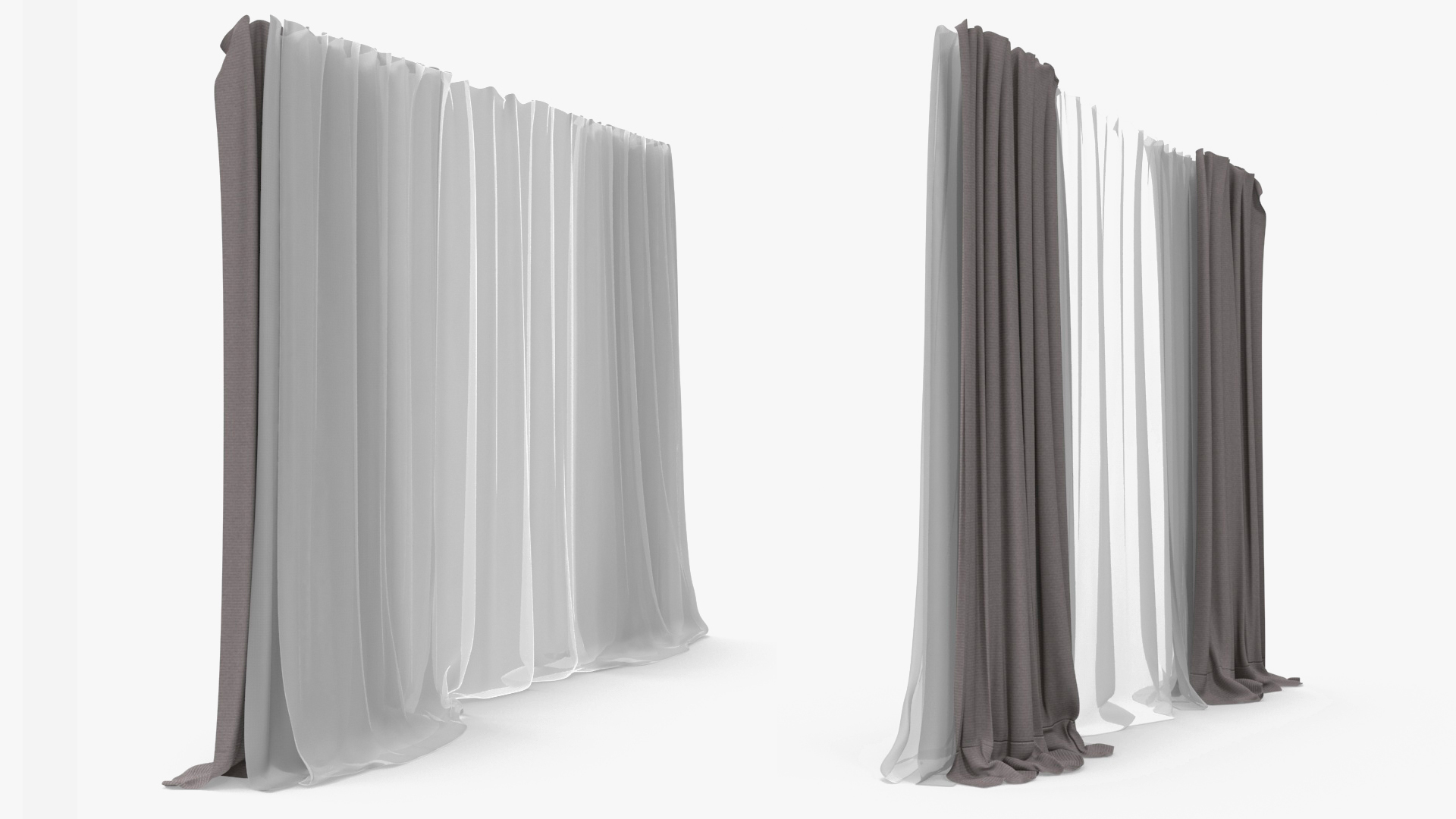 3D Classic Window Curtains Grey model