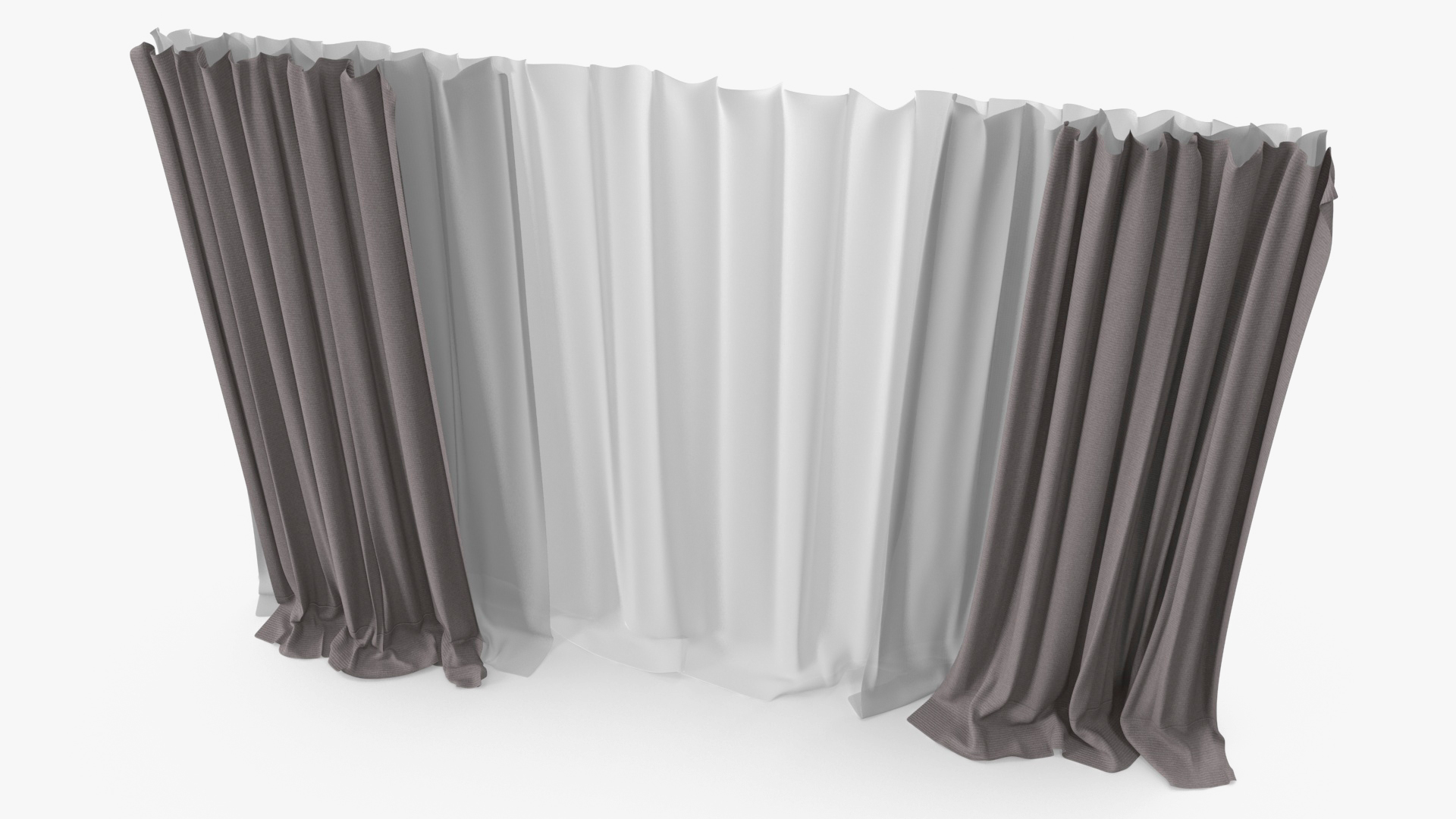 3D Classic Window Curtains Grey model